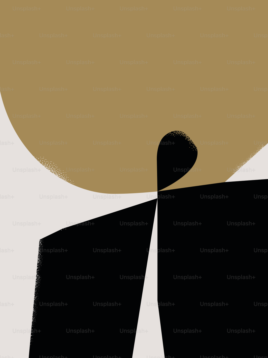 Abstract shapes in beige, black, and white