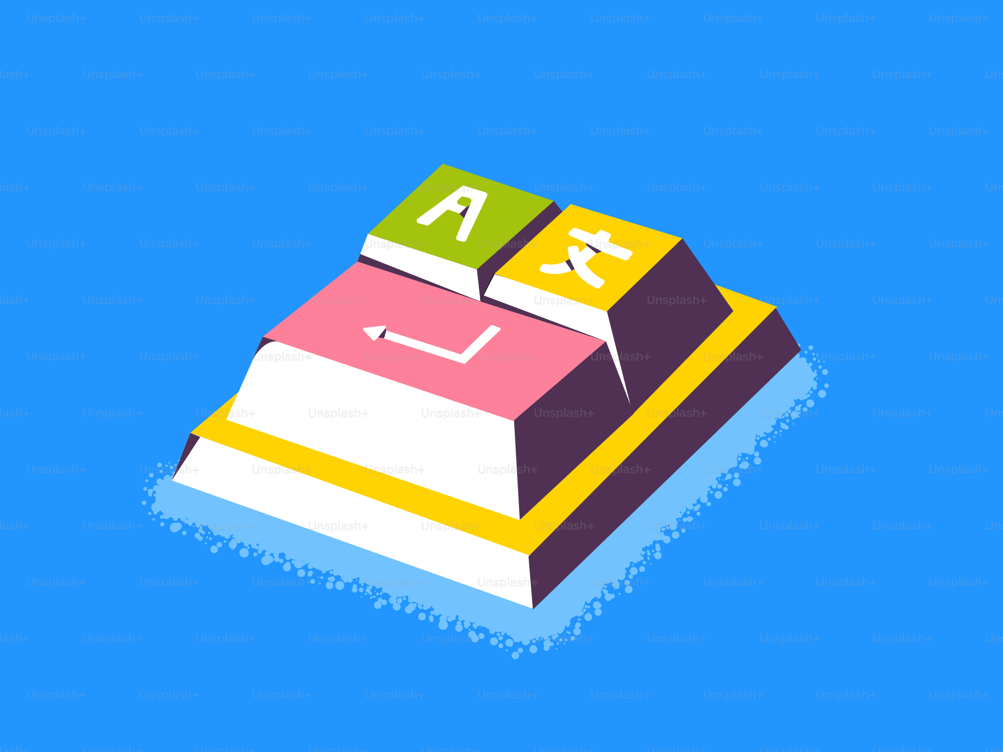 Stylized keyboard keys on blue background