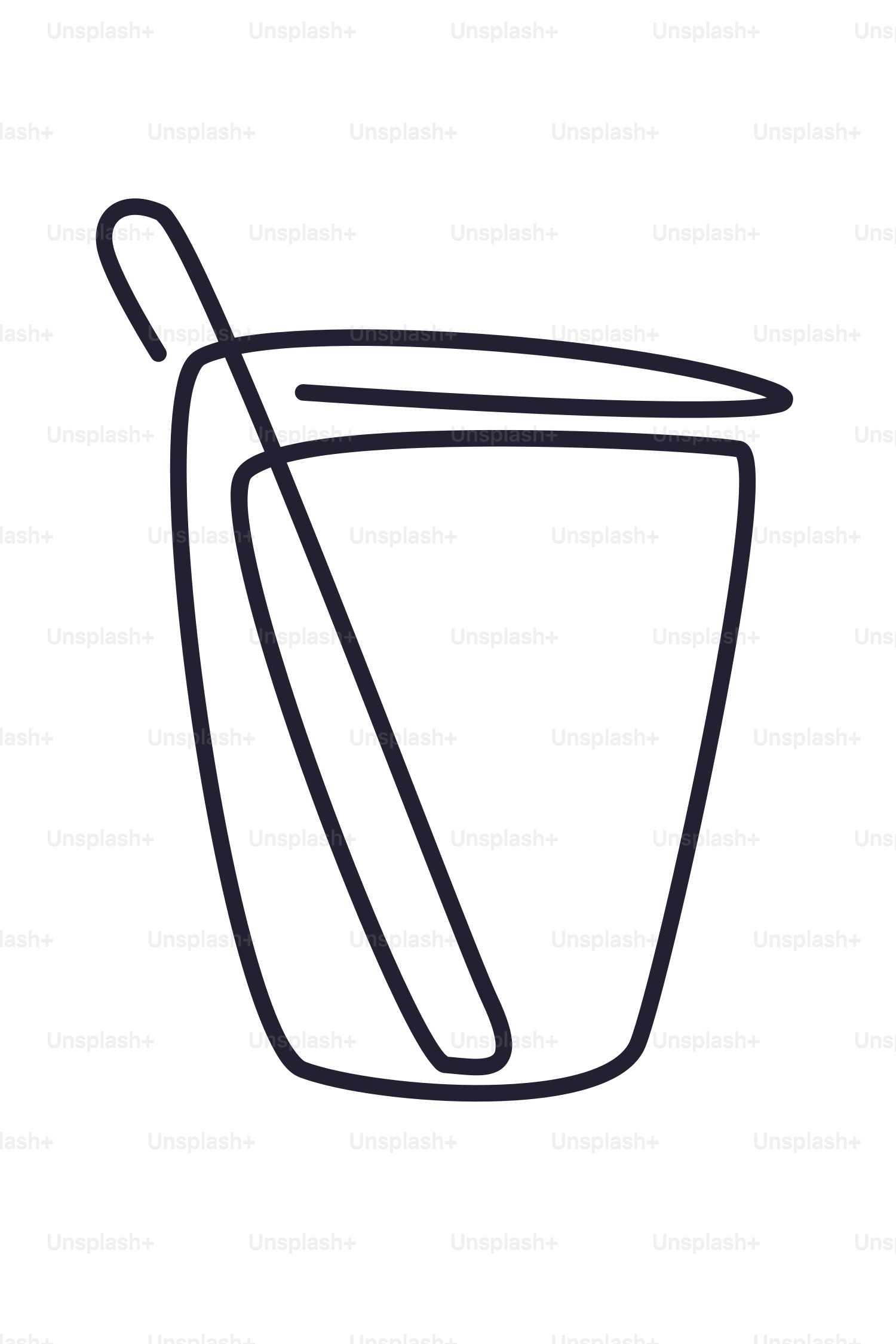 A simple line drawing of a glass with a straw