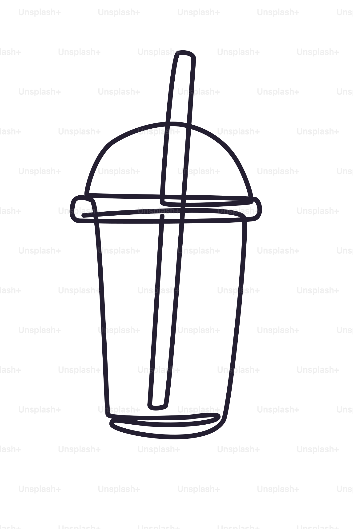 Eine einfache Strichzeichnung eines Bechers mit Strohhalm.