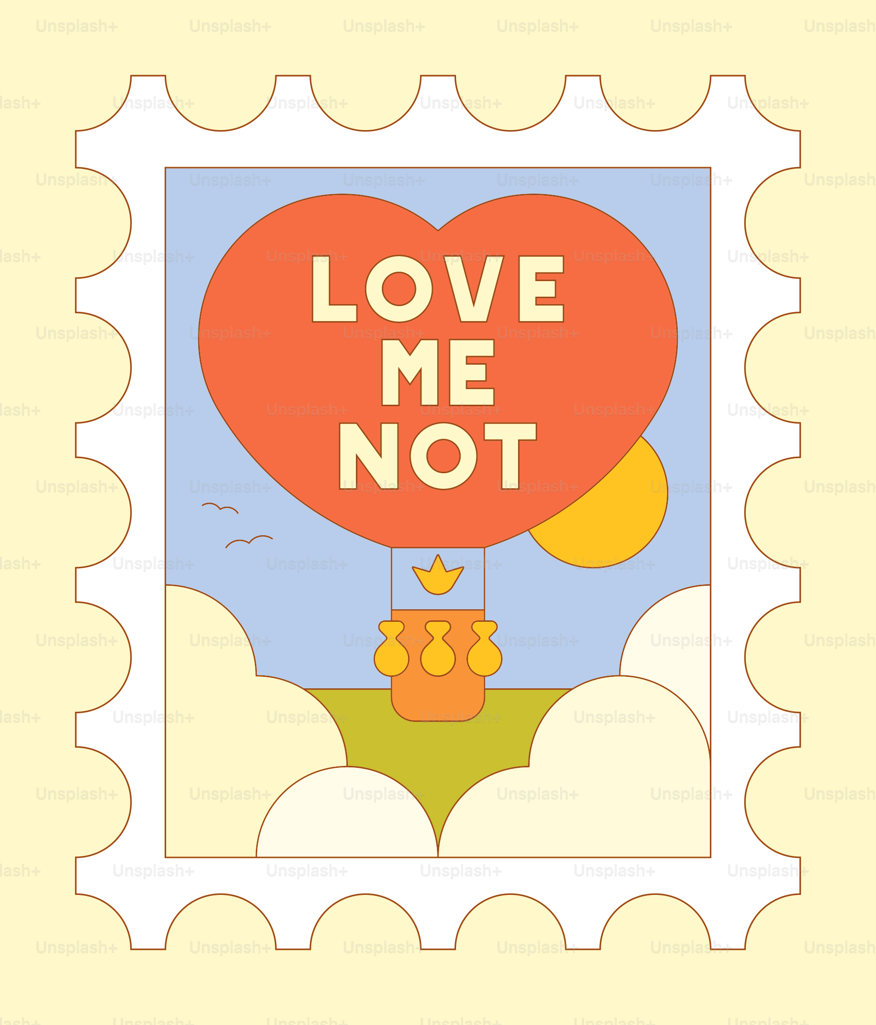 Hot air balloon with heart shape and text