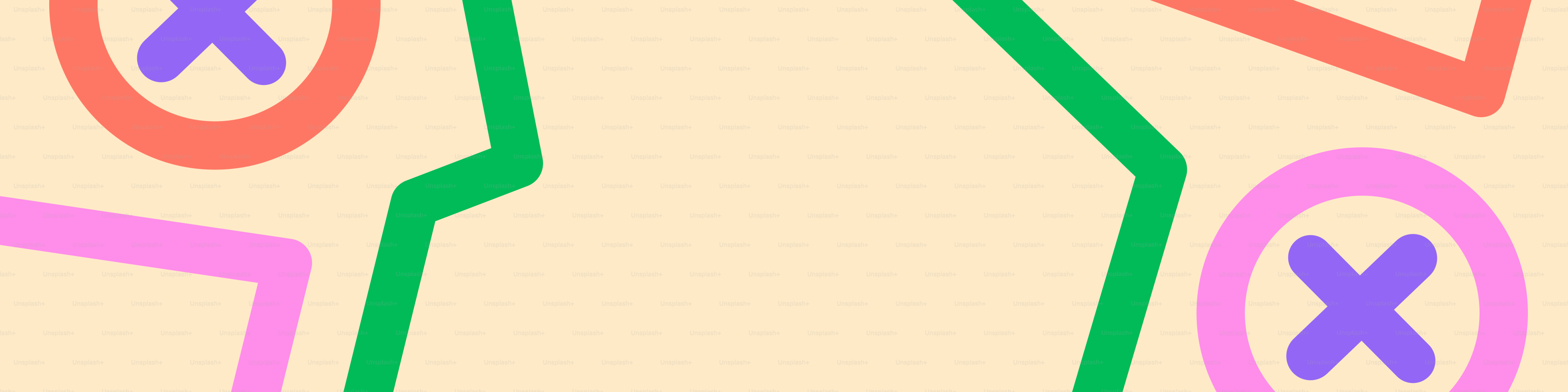 Abstract colorful shapes with purple xs