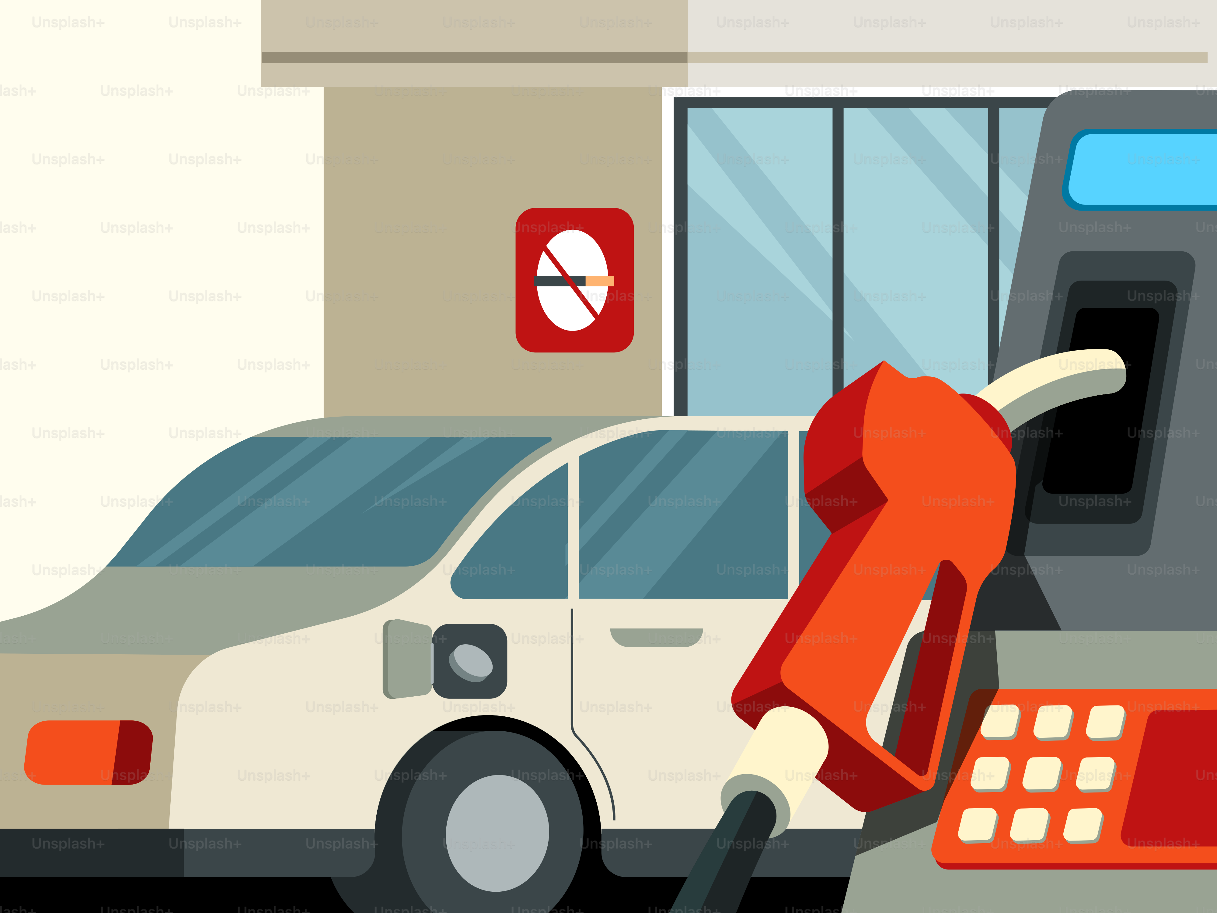 Autotanken an einer Tankstelle mit Zapfsäule