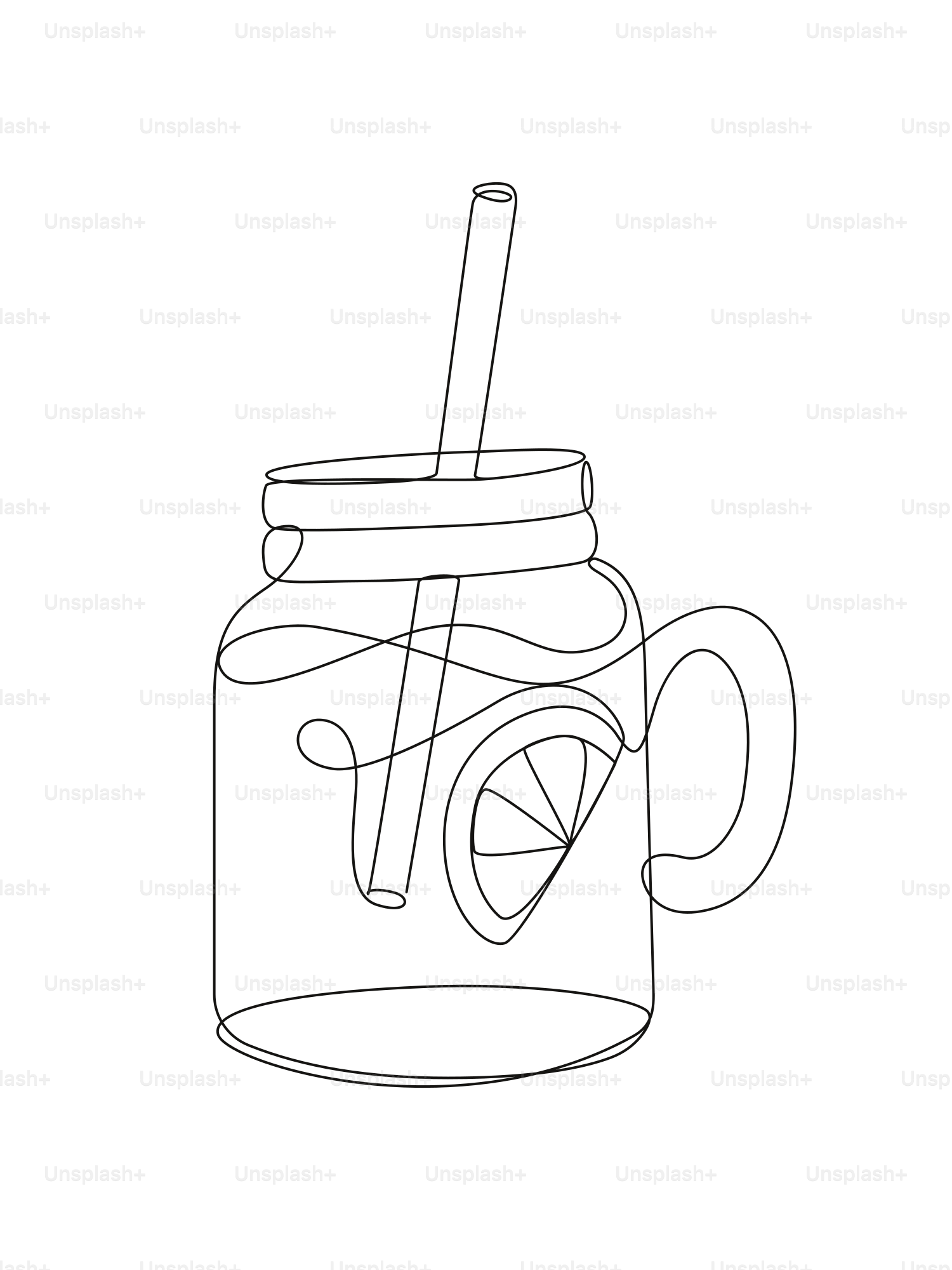 A mason jar with a straw and lemon slice