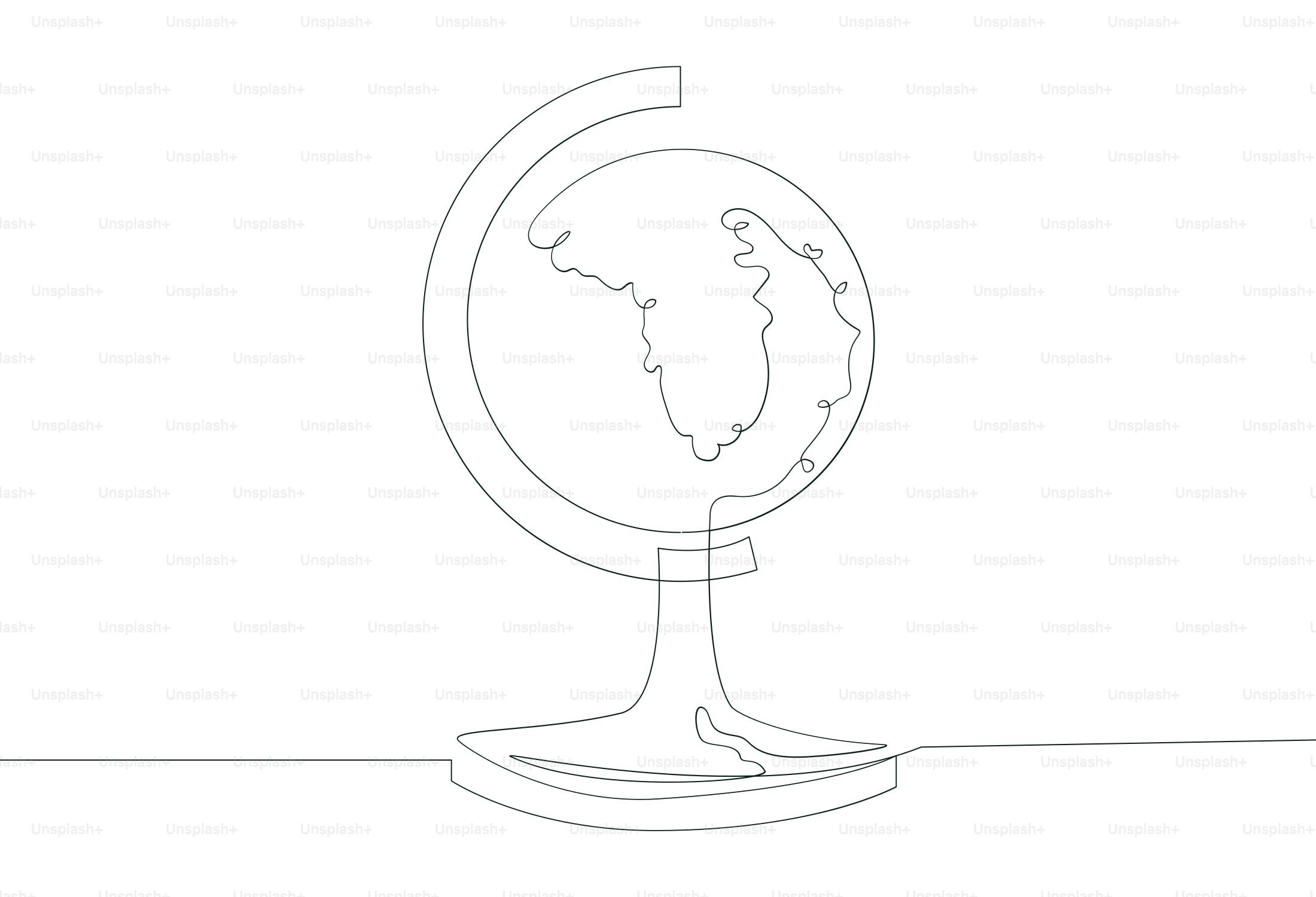 Eine einfache Strichzeichnung eines Globus auf einem Stativ