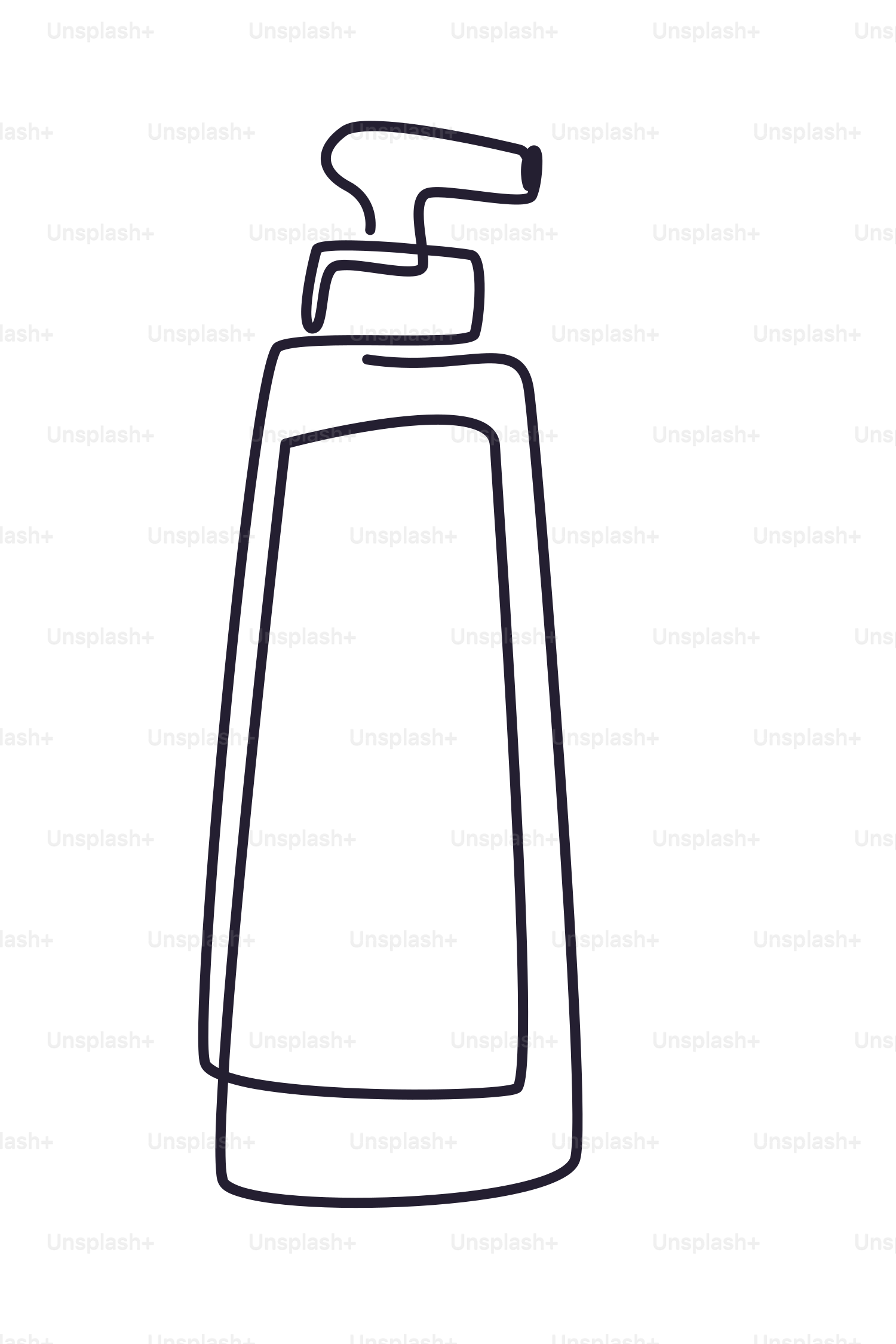 A single line drawing of a pump bottle