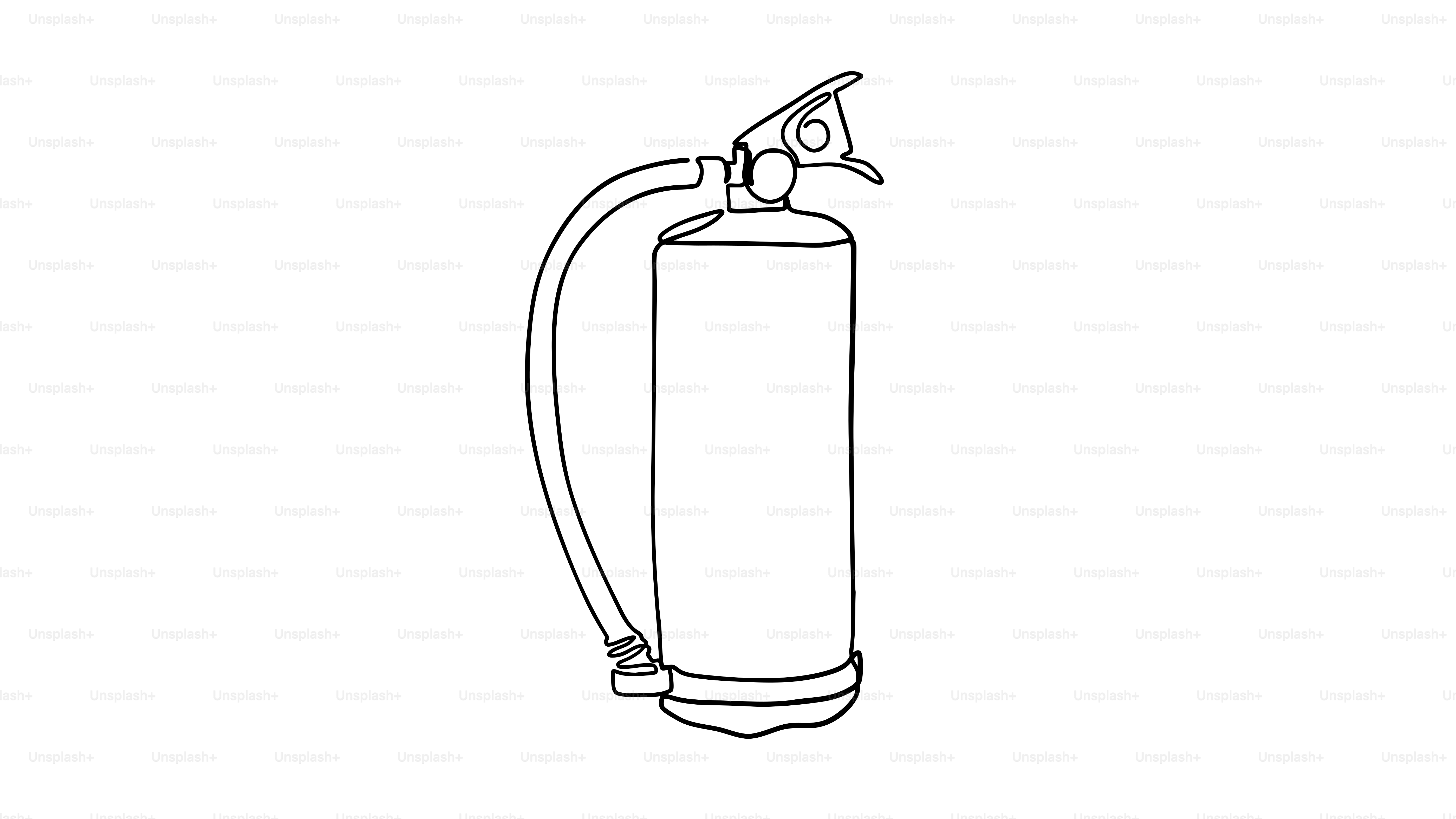 Line drawing of a fire extinguisher on white background