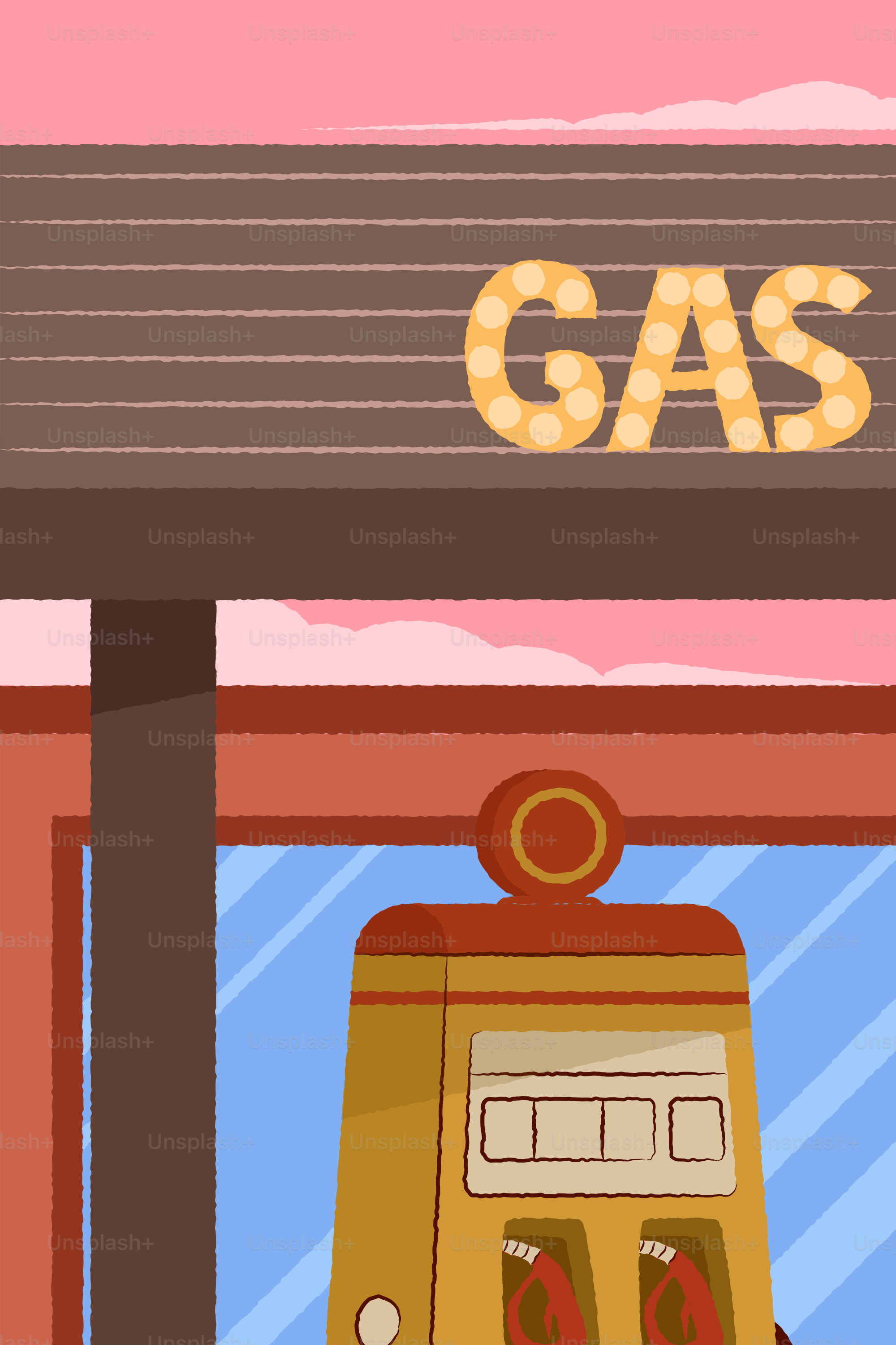 Vintage gas pump under a sign