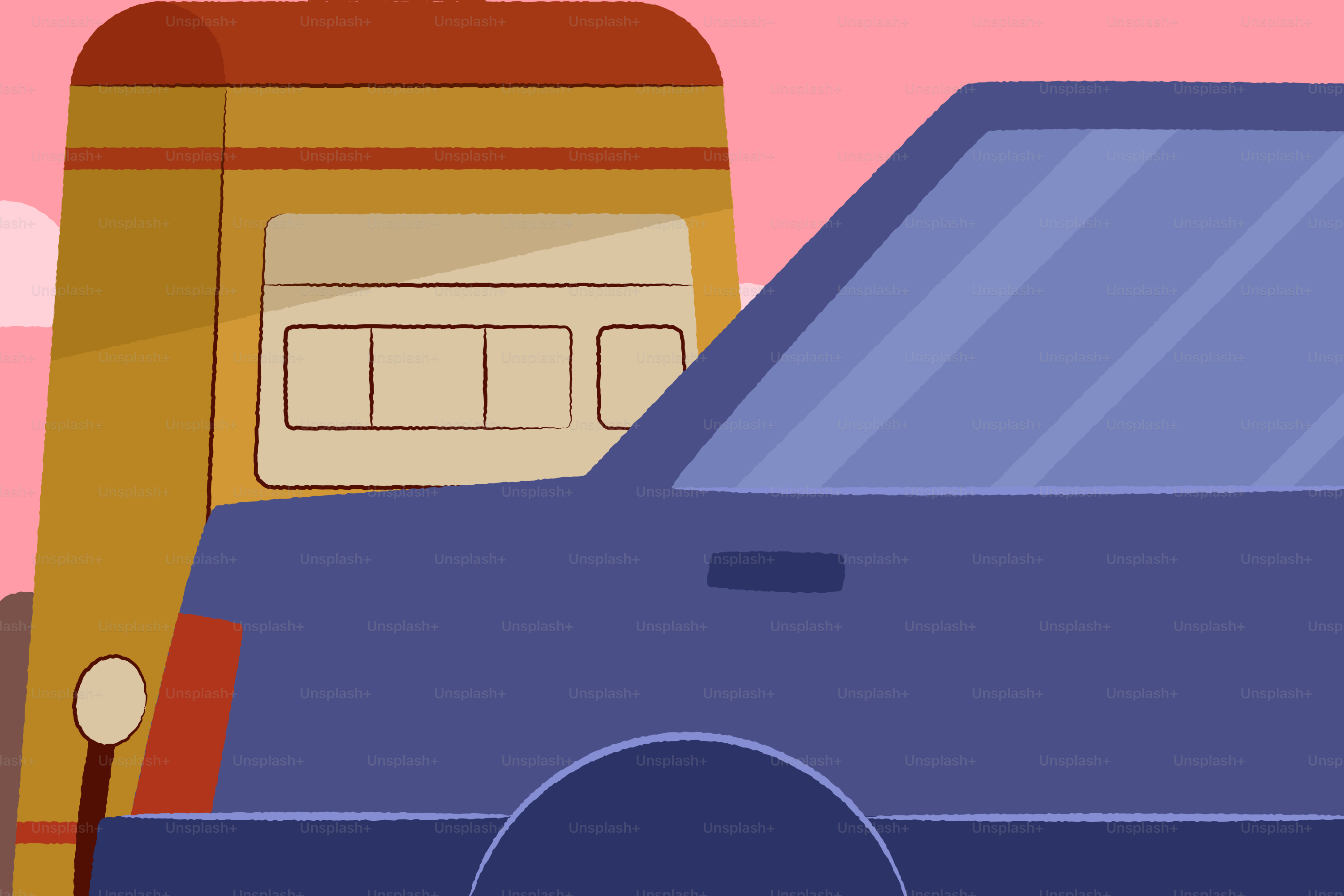 Blue car at a gas station