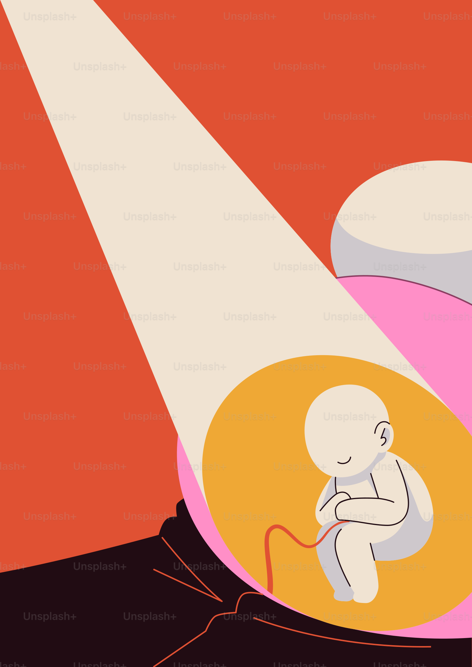 Ein stilisierter Babyfötus im Mutterleib