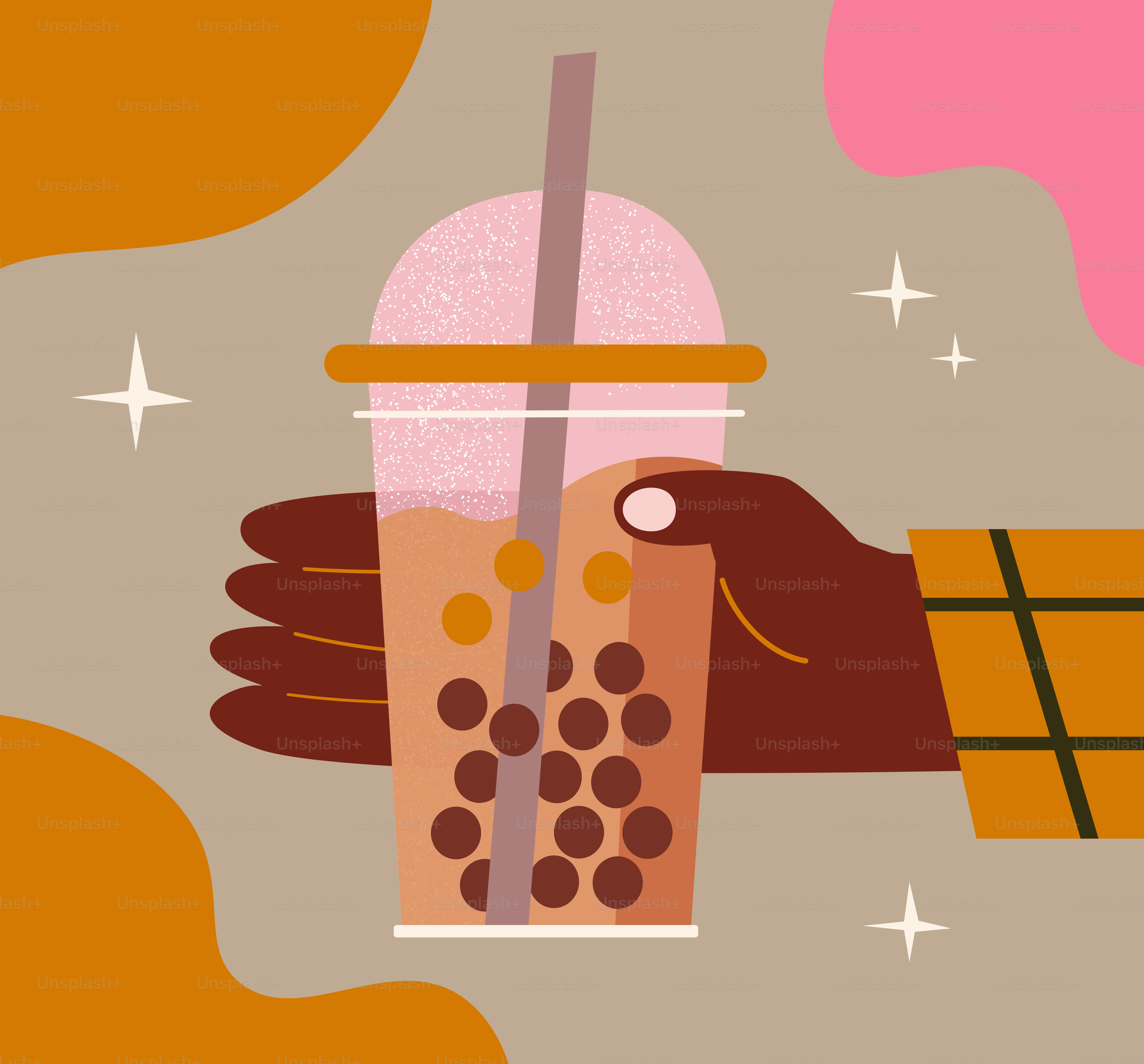 Hand holding a refreshing bubble tea drink