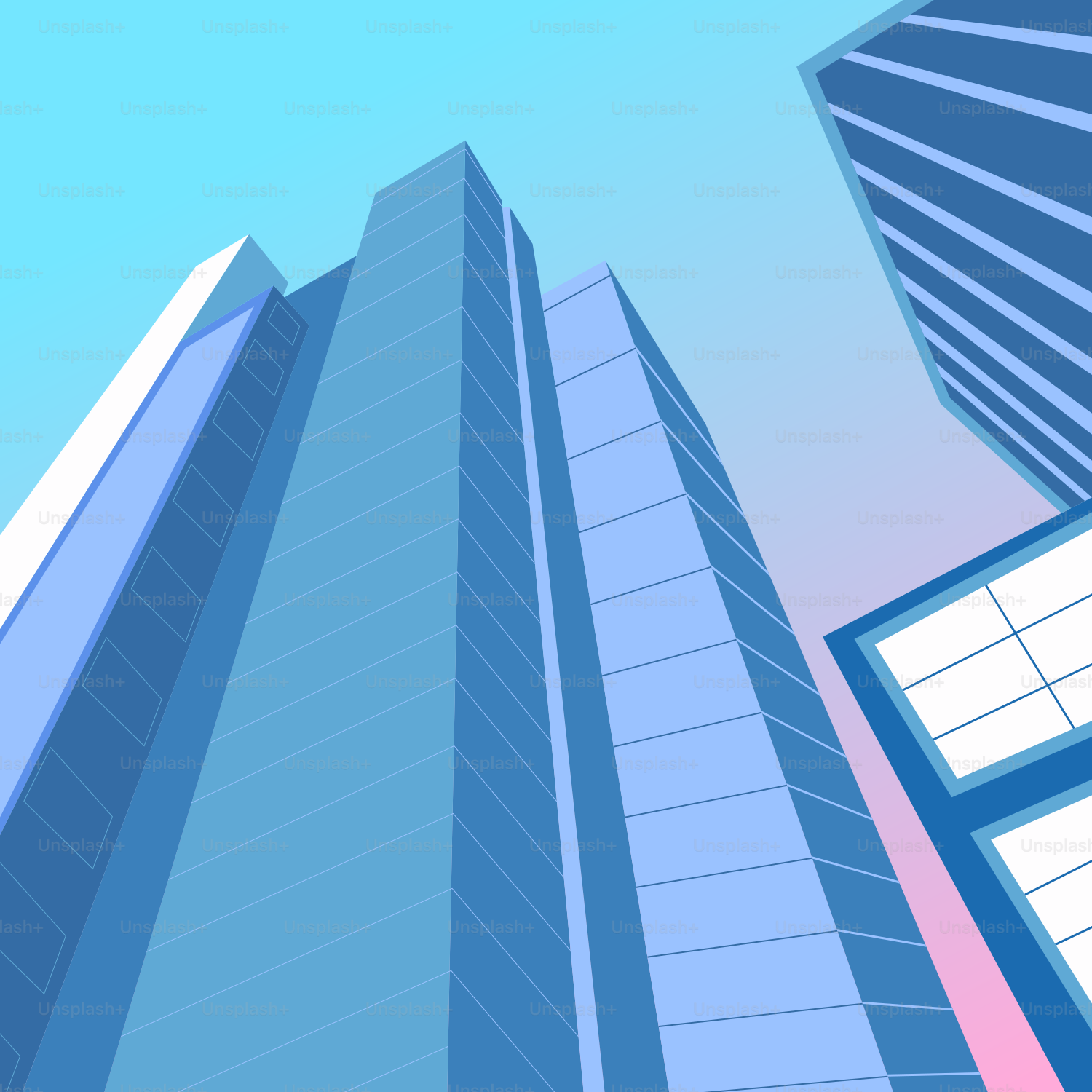 Modern skyscrapers against a clear blue sky