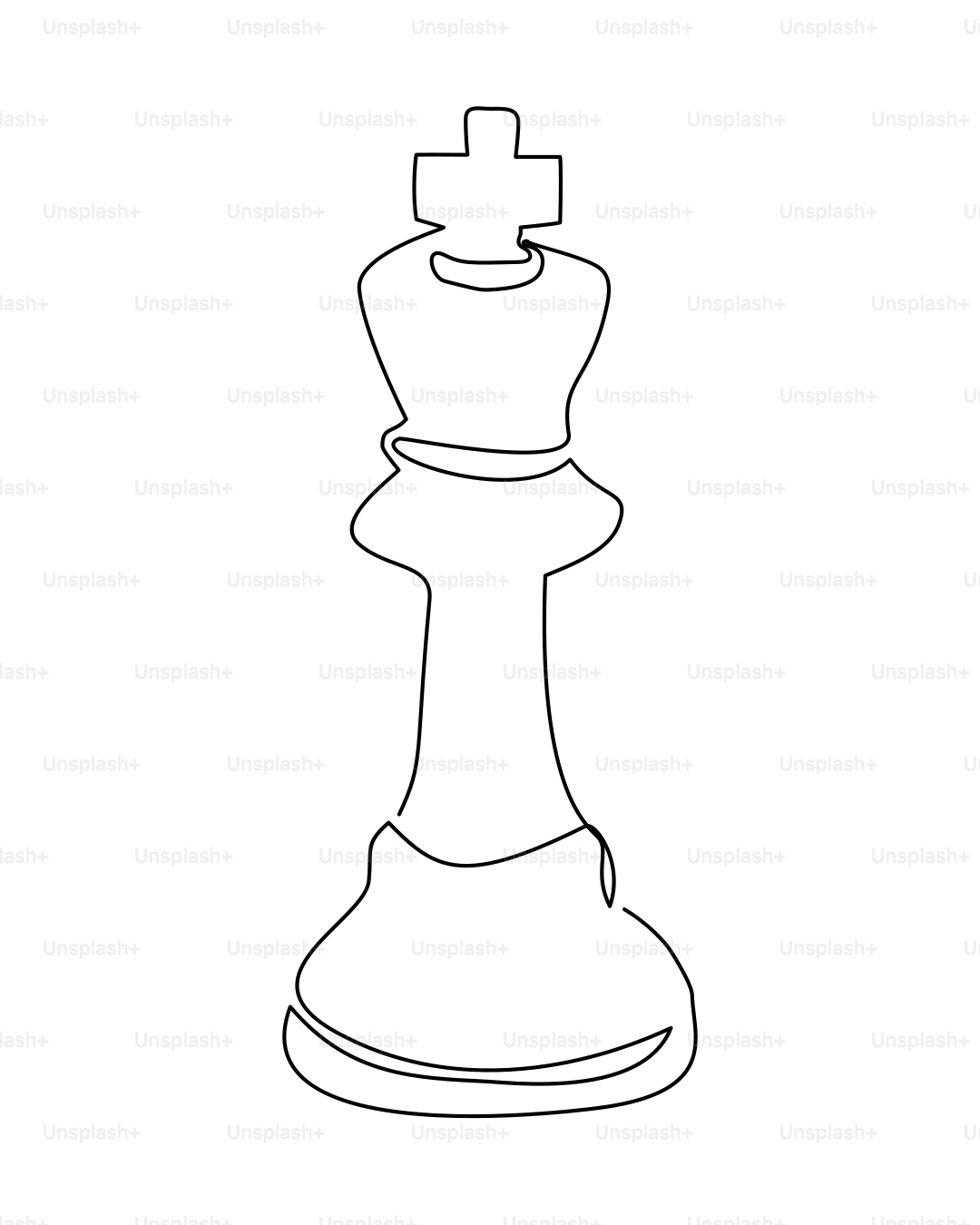 A single continuous line drawing of a chess king.