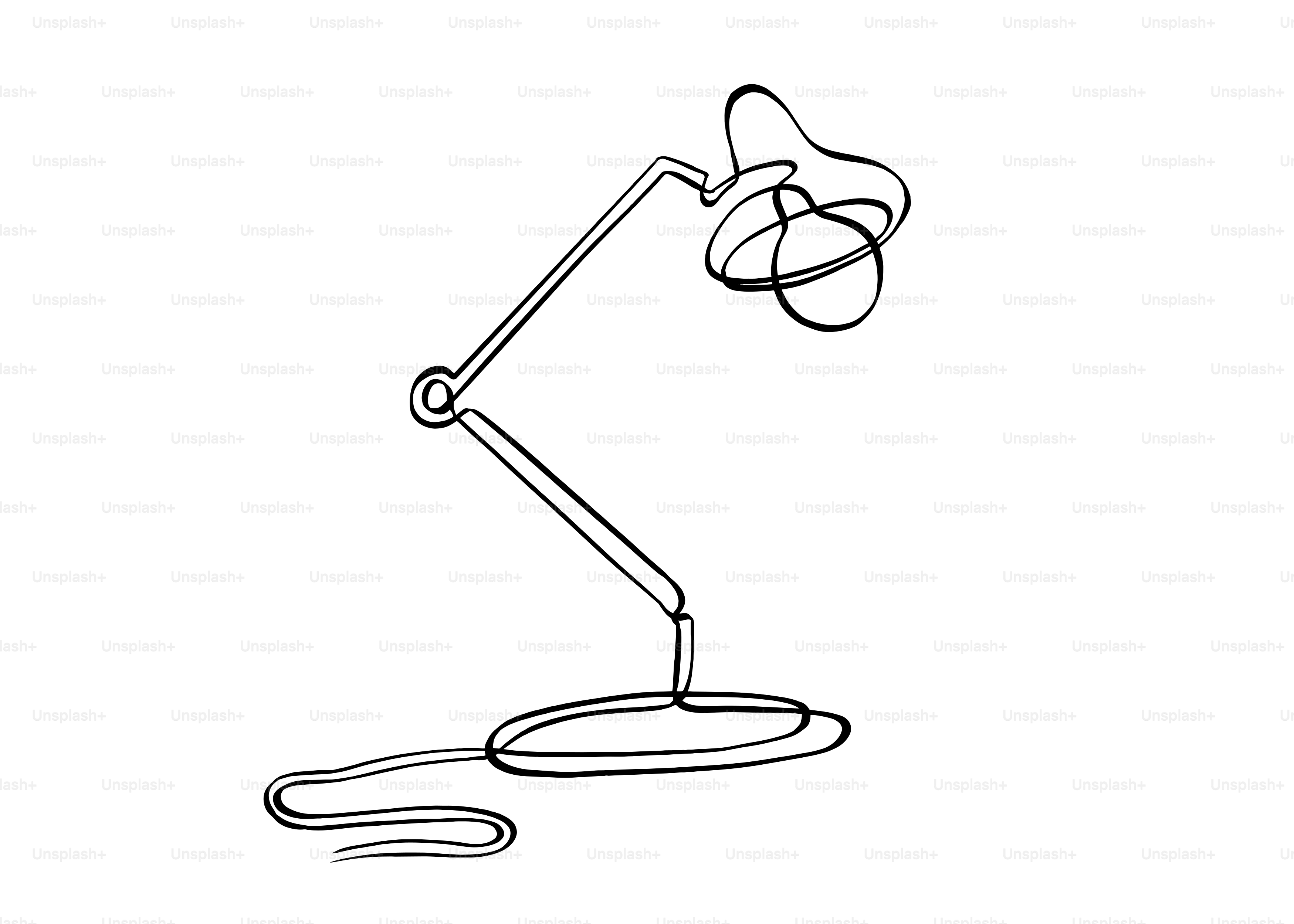 A simple line drawing of a desk lamp.