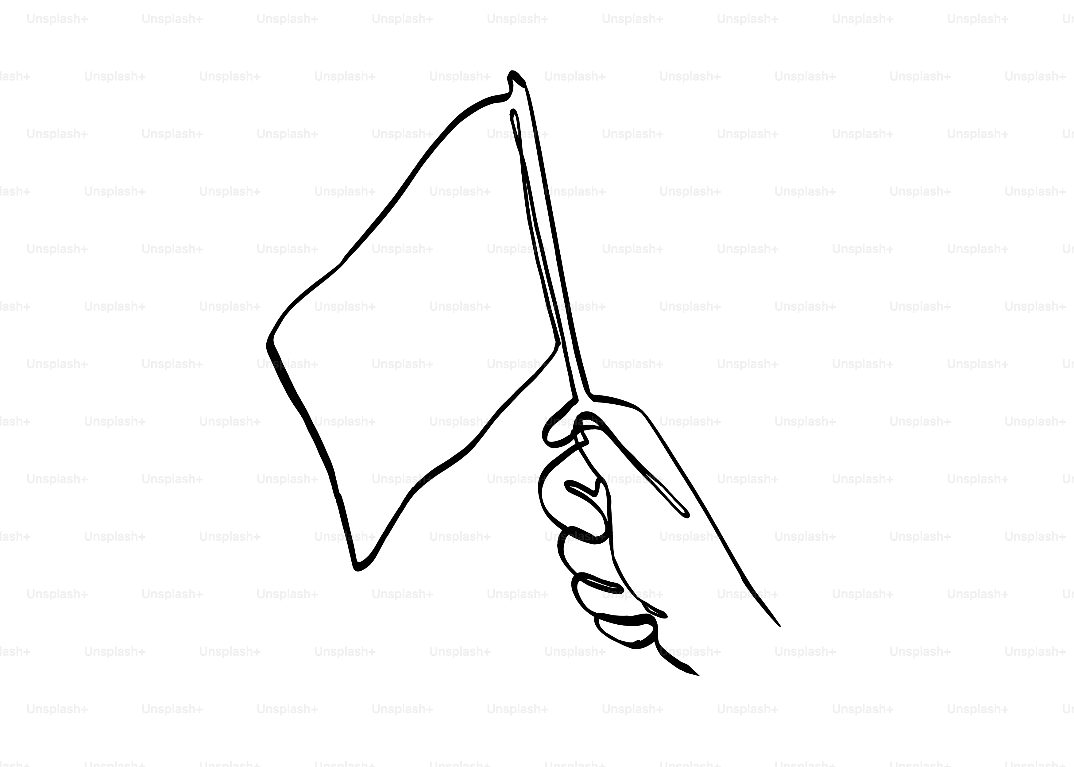 Hand hält eine leere weiße Fahne