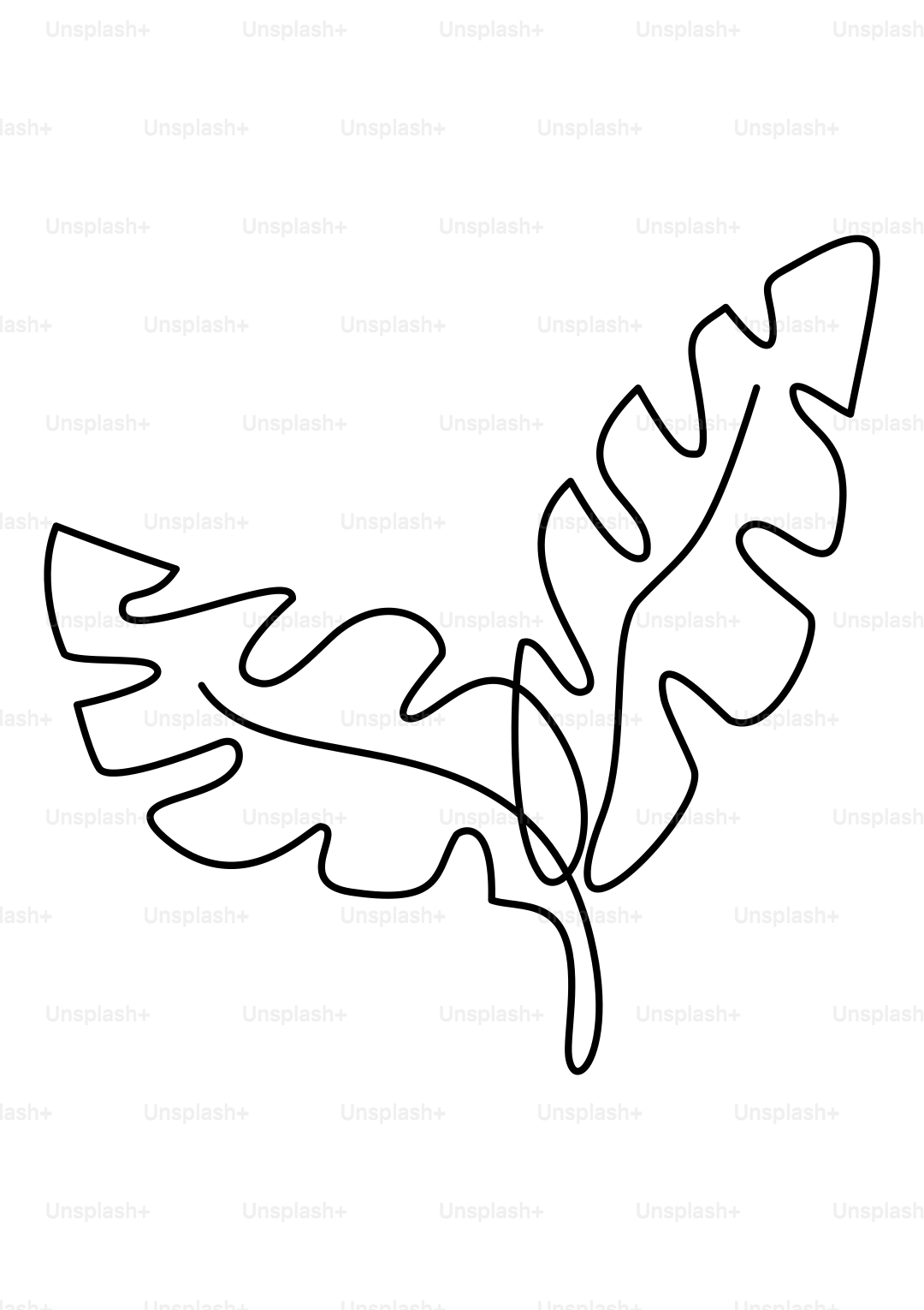 Arte lineal minimalista de uma folha tropical