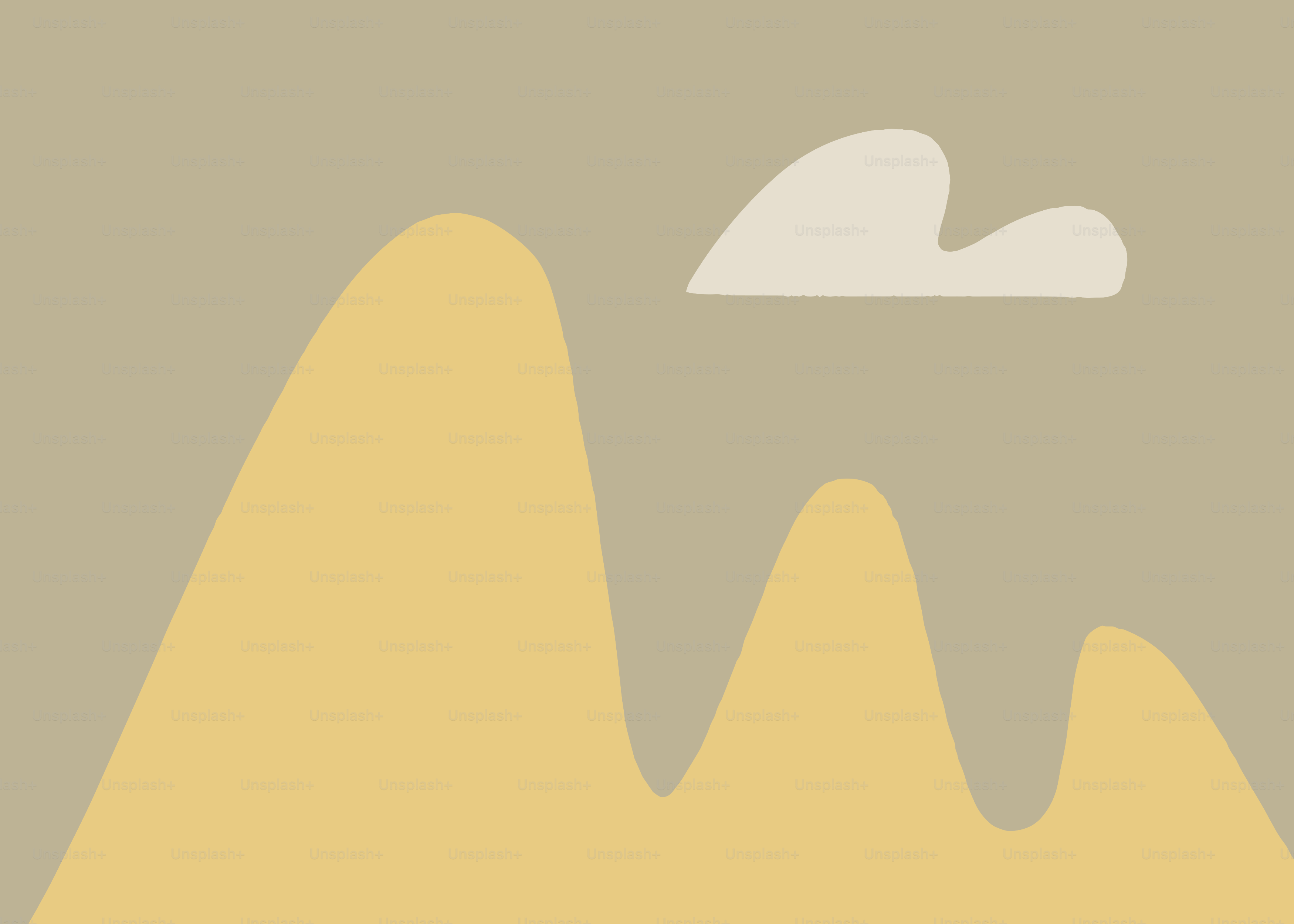 Abstract mountain landscape with a single cloud.