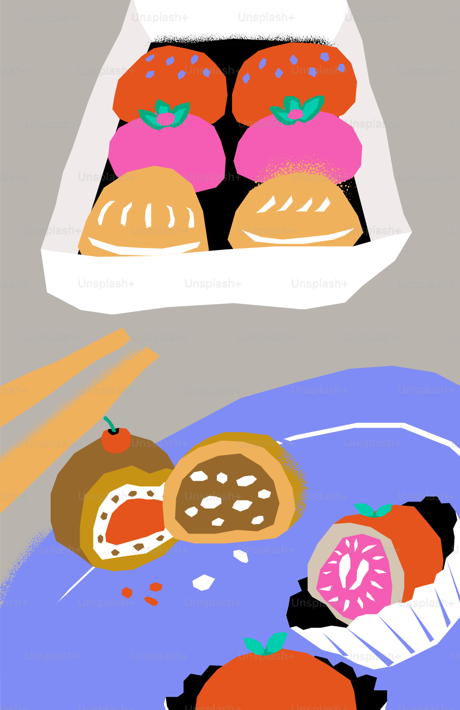 Variedad de pasteles y postres coloridos