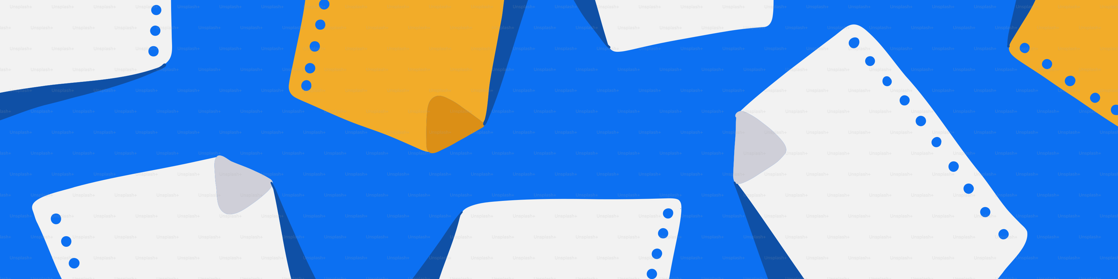 Scattered papers on a blue background