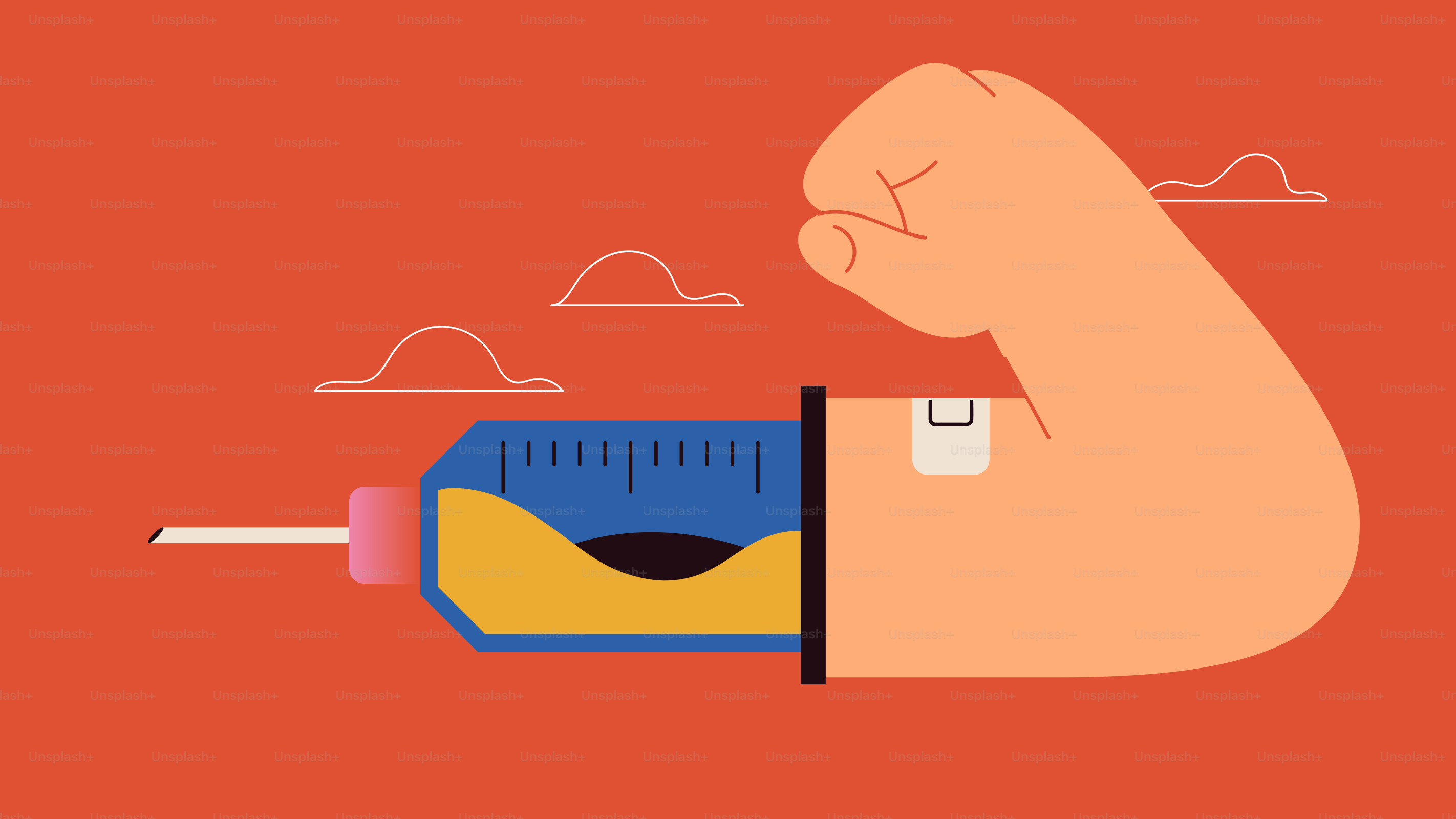 Arm mit Spritzeninjektion für Kraft und Gesundheit