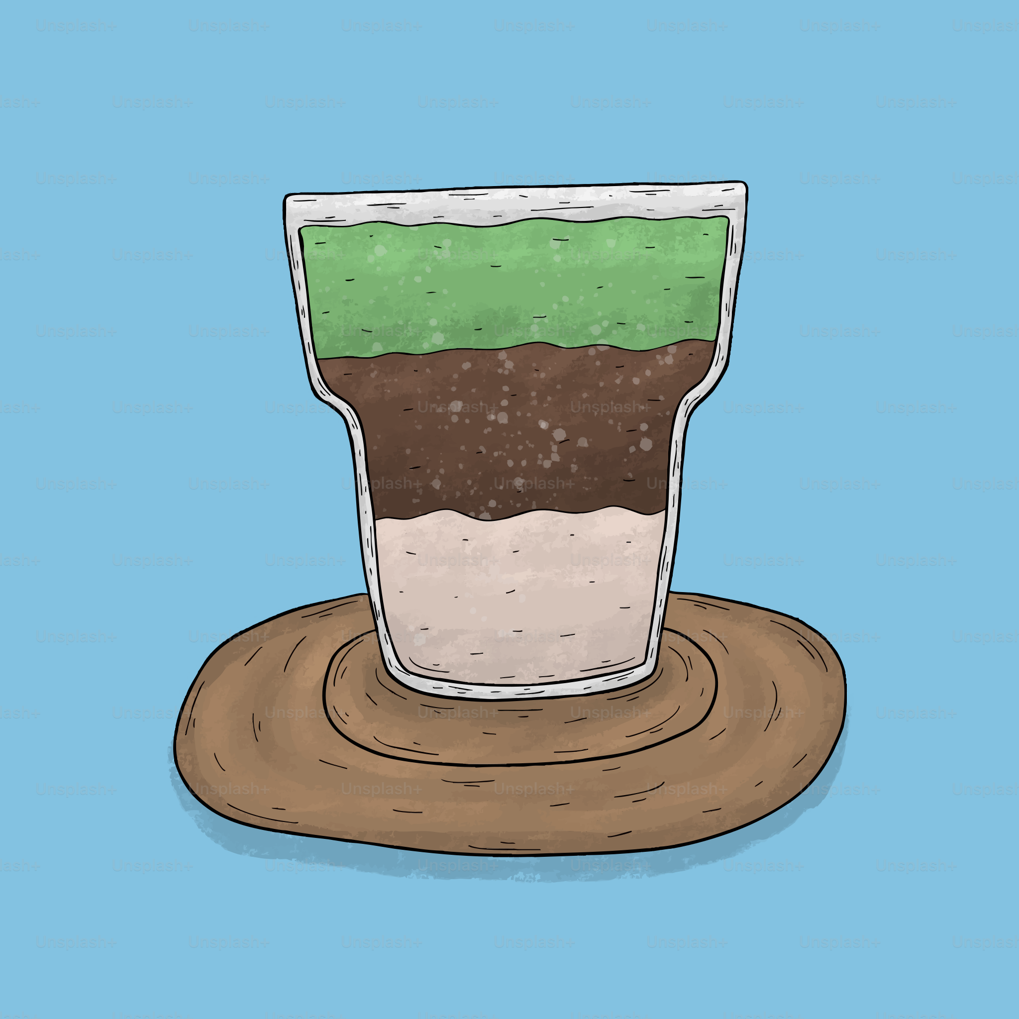 Layered drink in a glass on a coaster