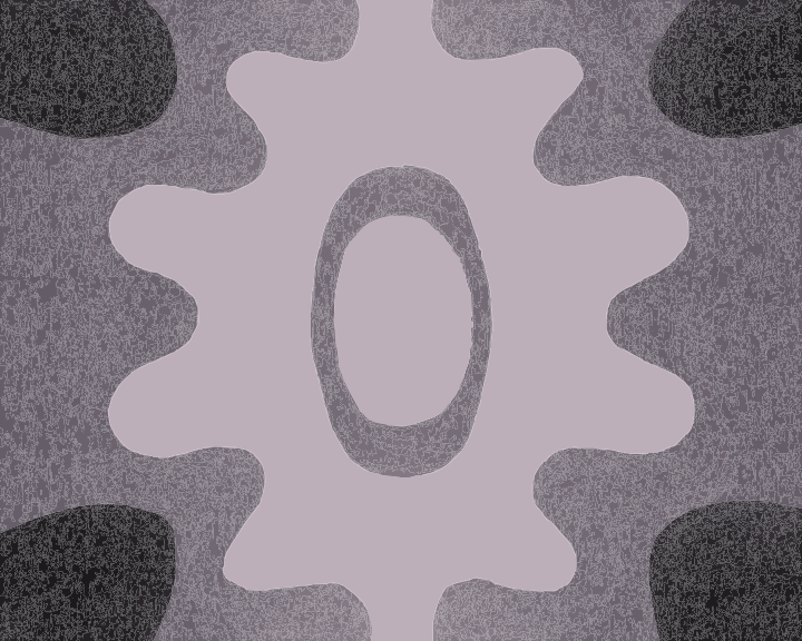 A light purple gear shape against a textured background