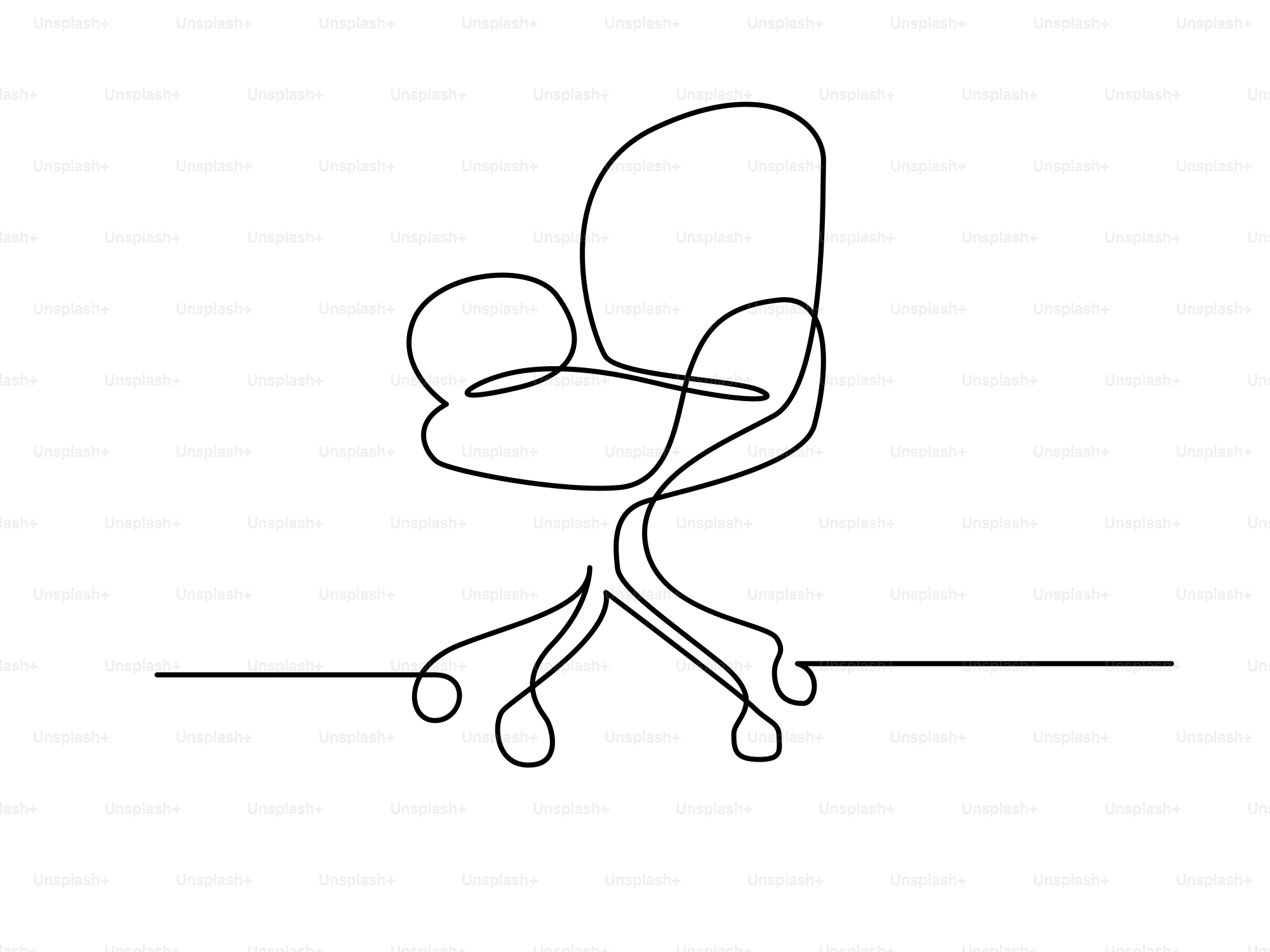 A single line drawing of an office chair.