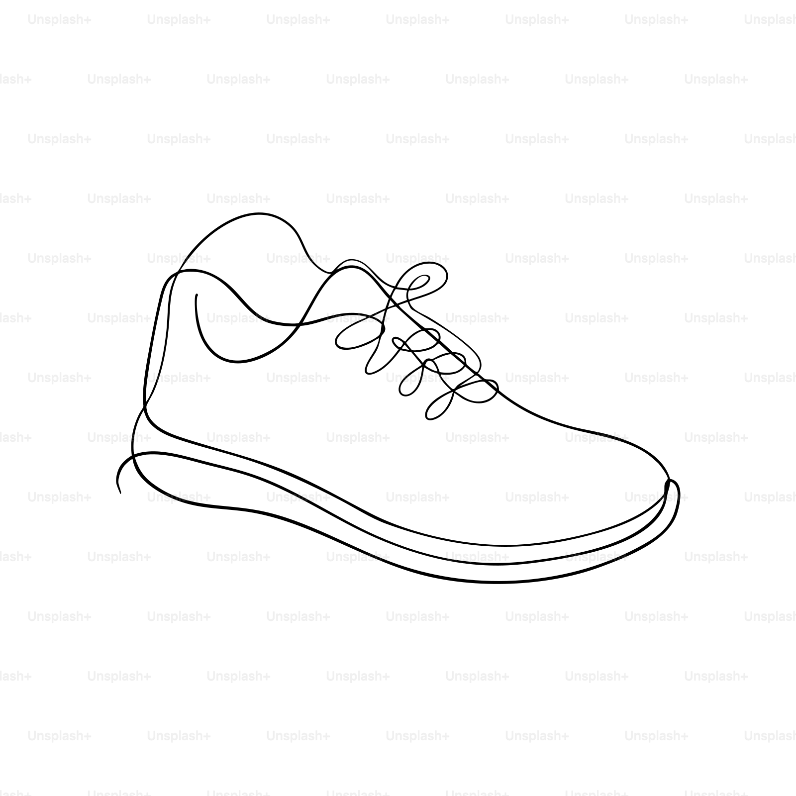 Un disegno a linea di una scarpa da ginnastica.