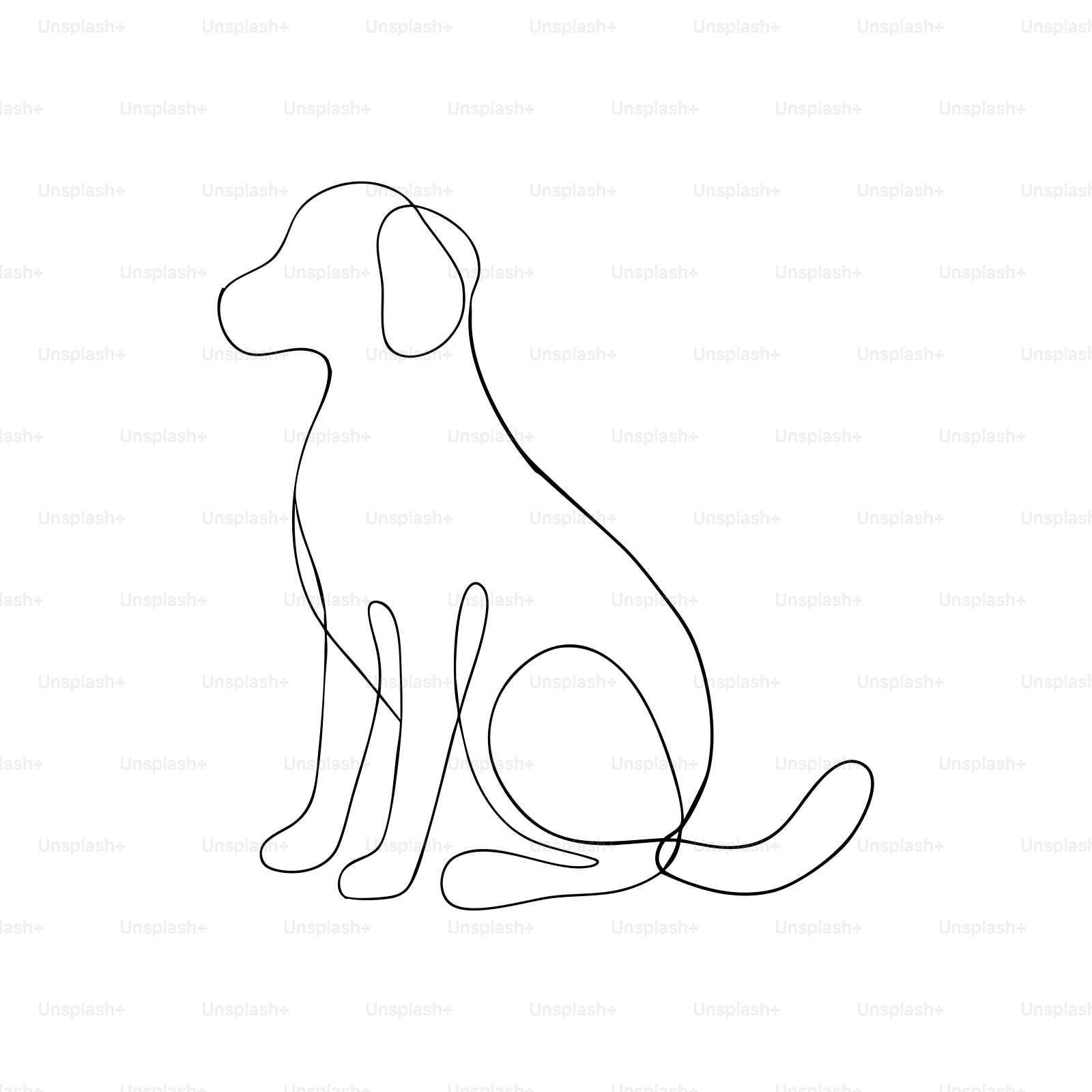 Disegno minimalista a linee di un cane seduto