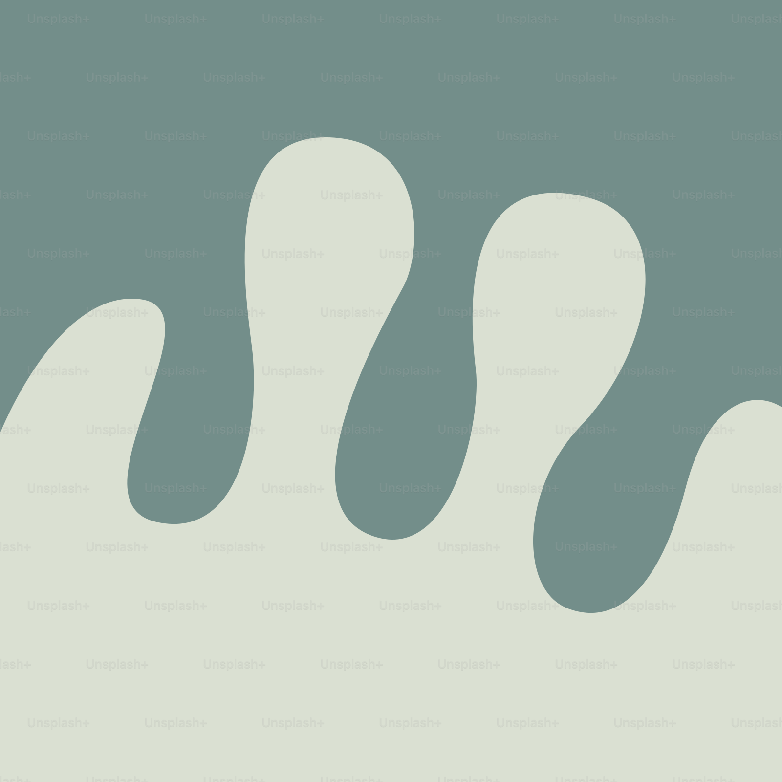 Forme organiche astratte in teal smorzato e crema.