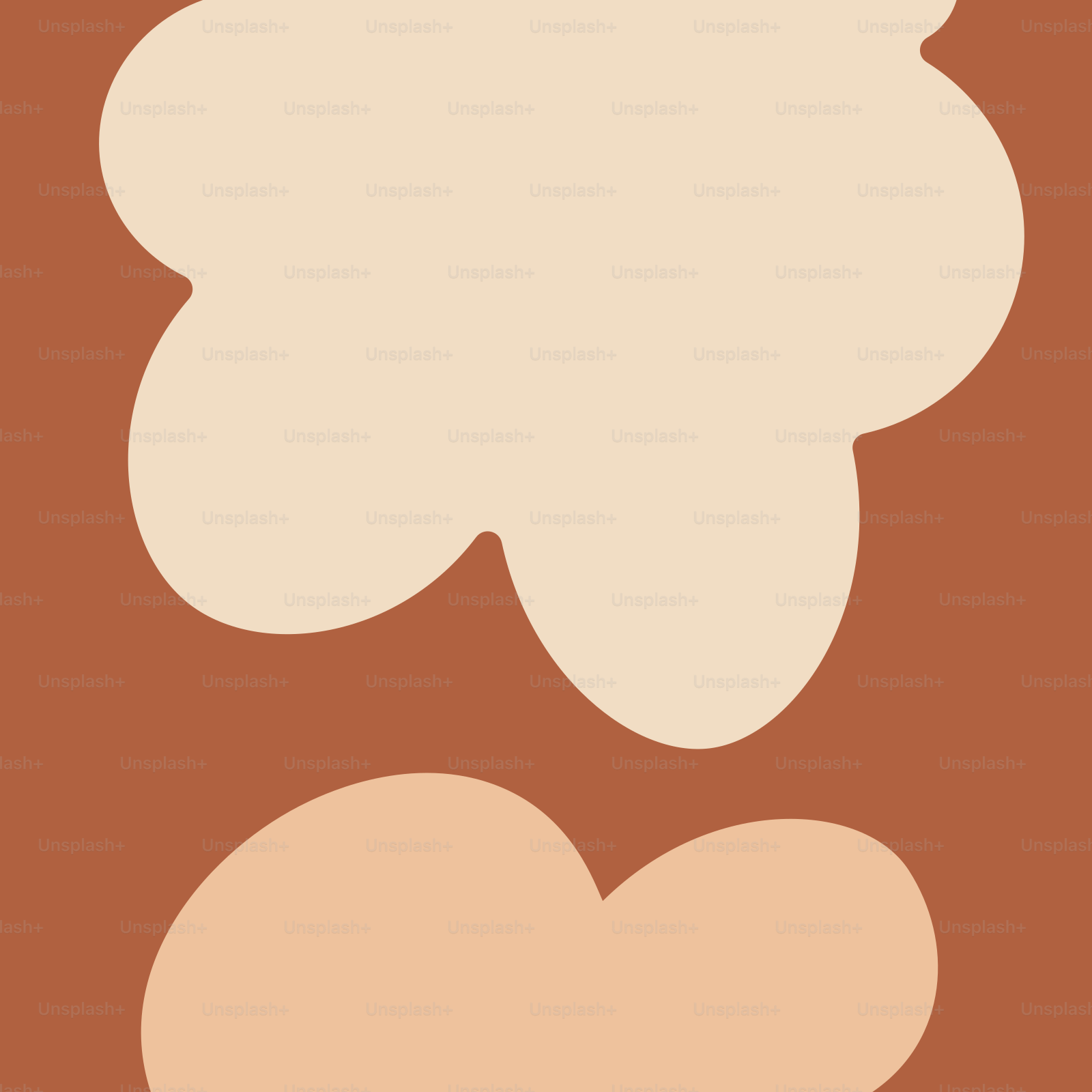 Forme organiche astratte in beige e marrone.