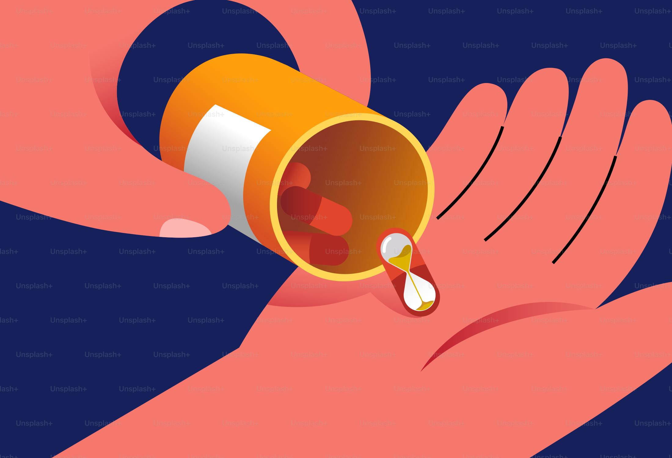 Hand pouring pills from bottle into palm