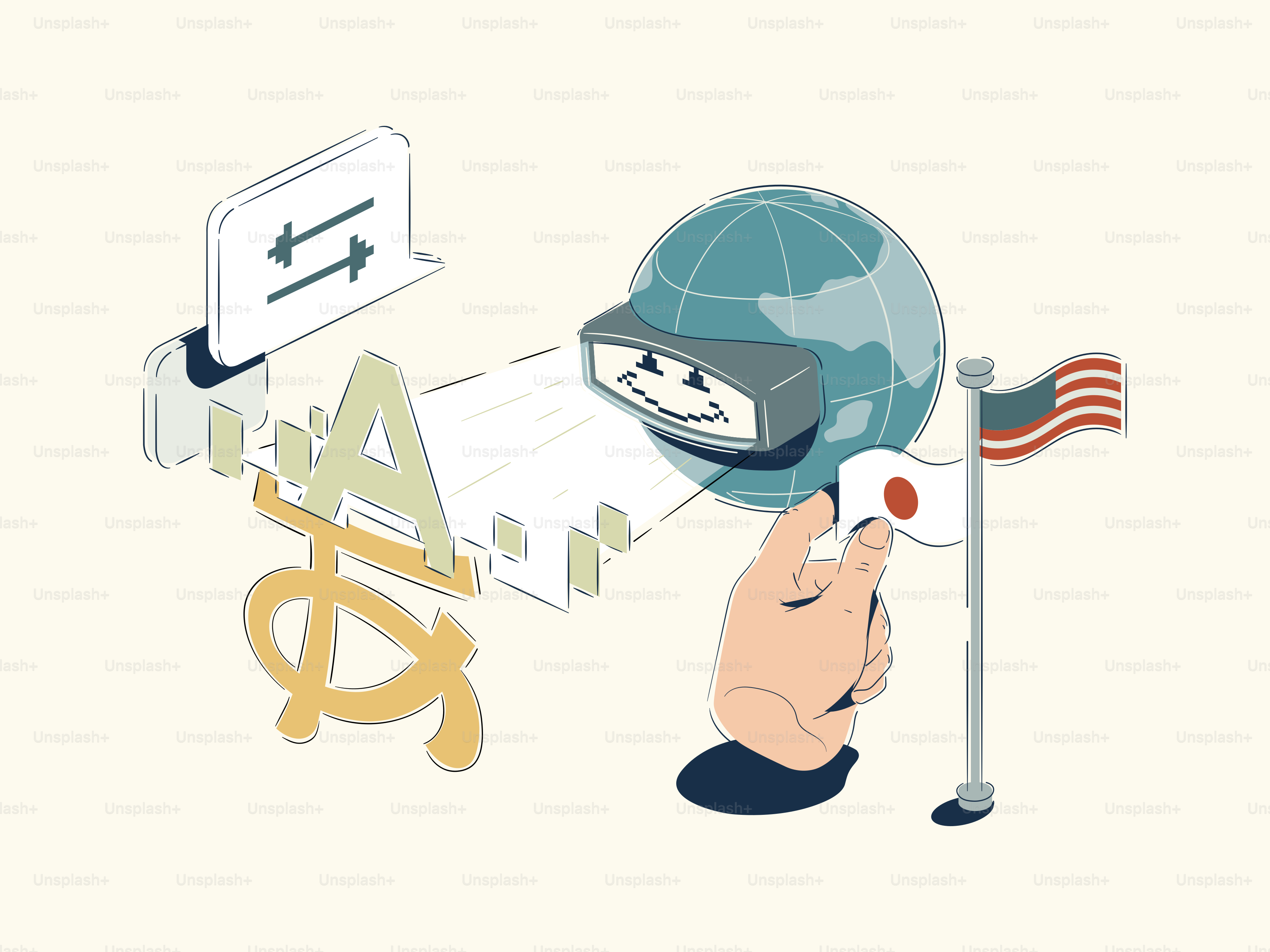 Global communication and translation with flags.