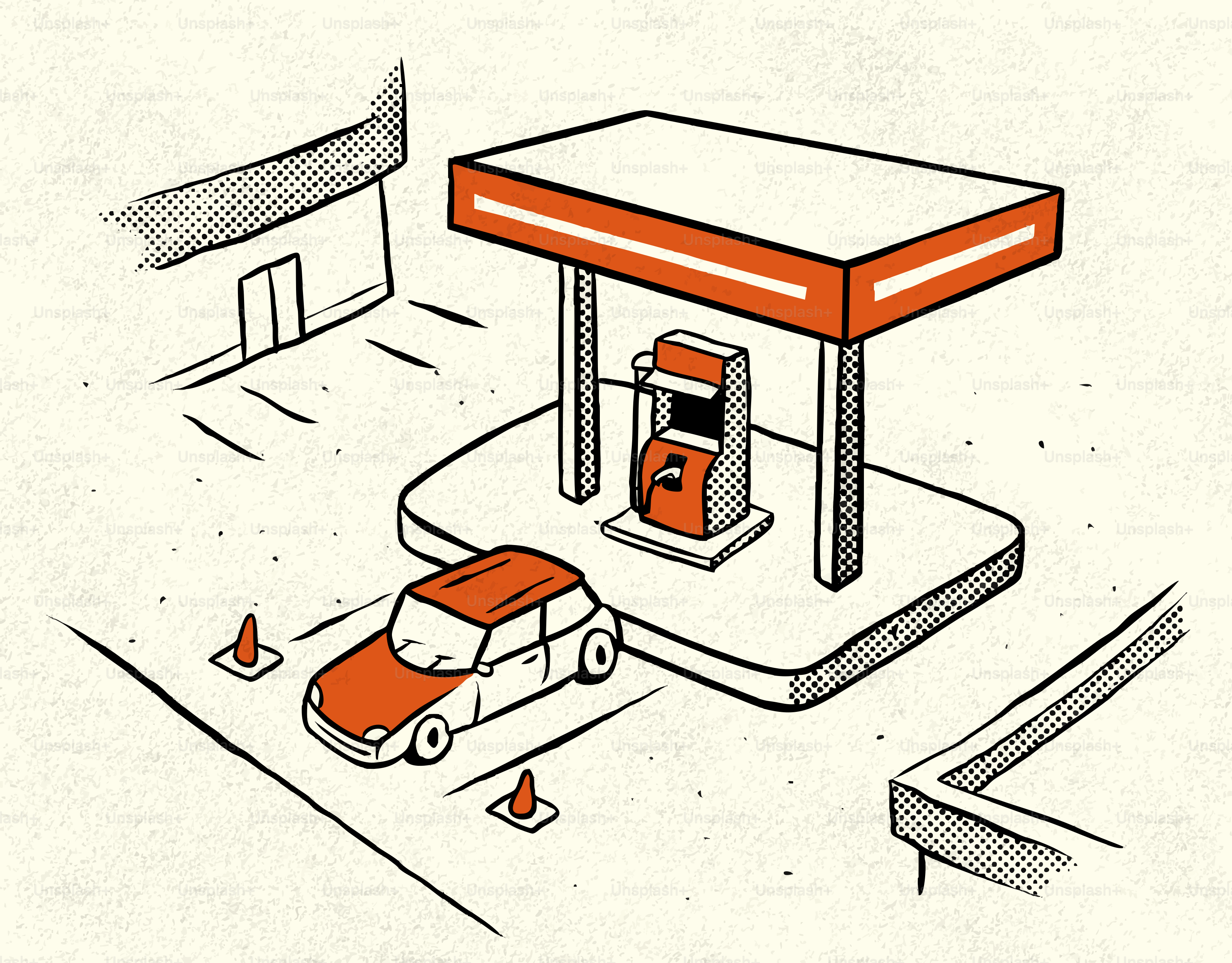 Ein Auto an einer Tankstelle, das tankt.