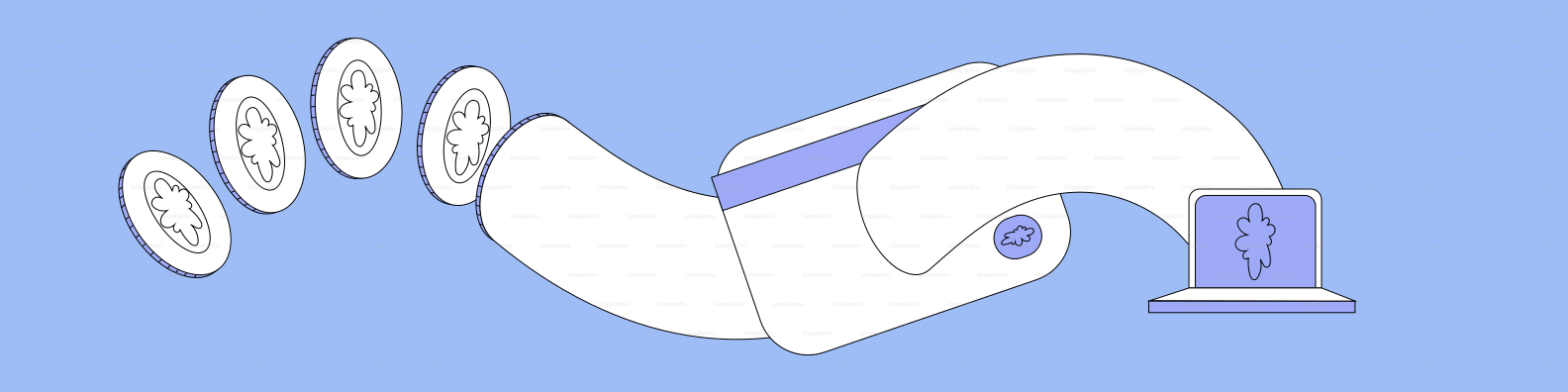 Coins flowing into a laptop via a wallet