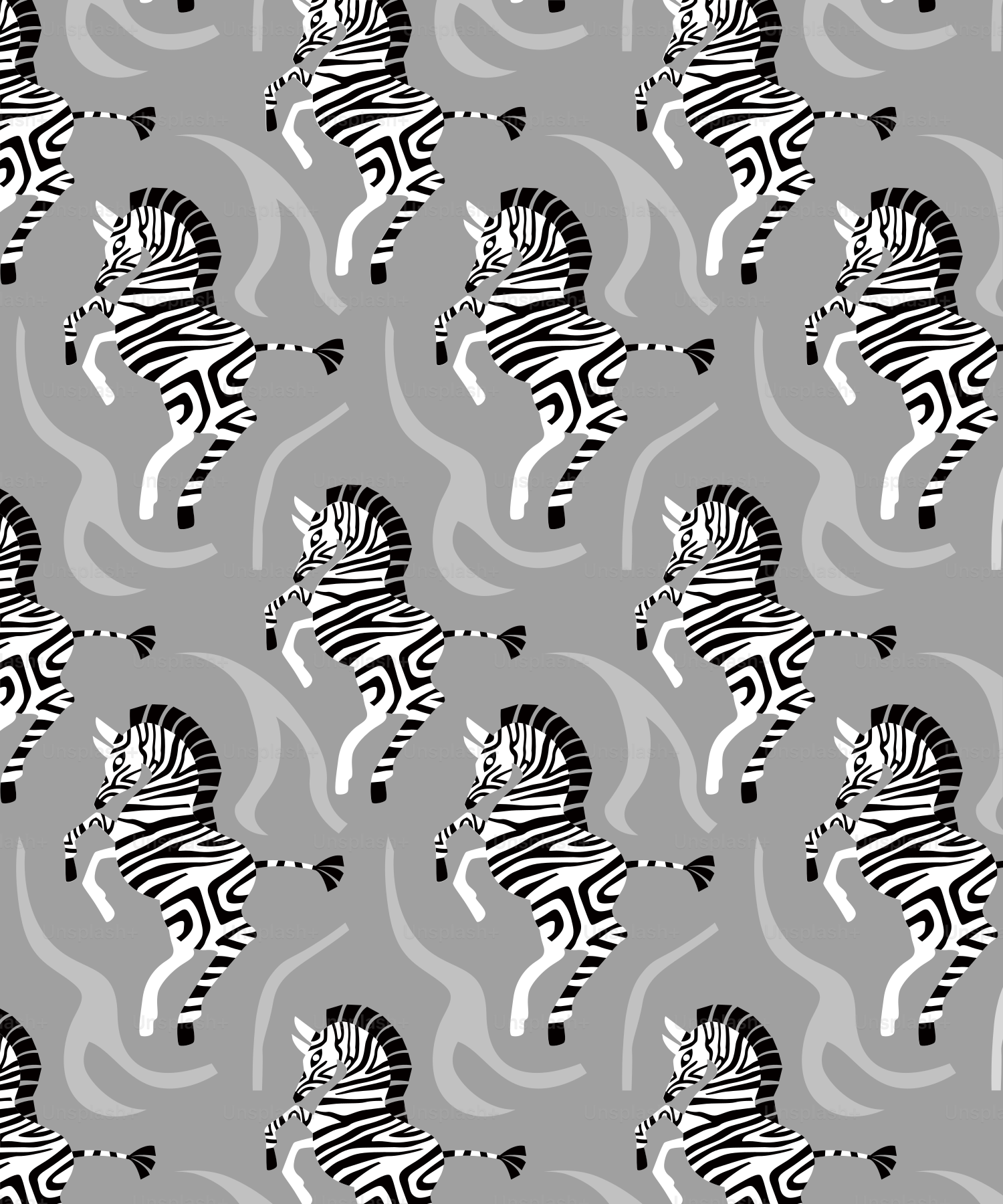 Pattern of zebras on a gray background