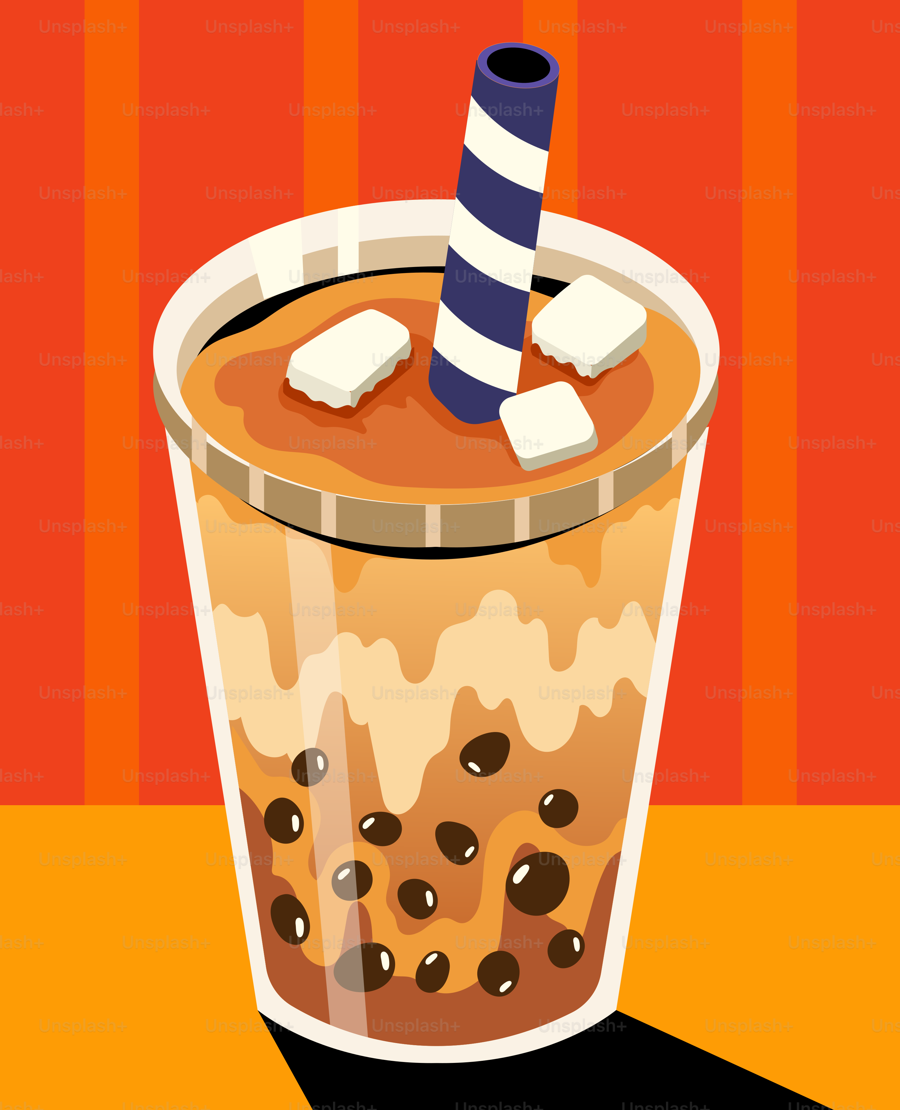 A cup of bubble tea with a straw
