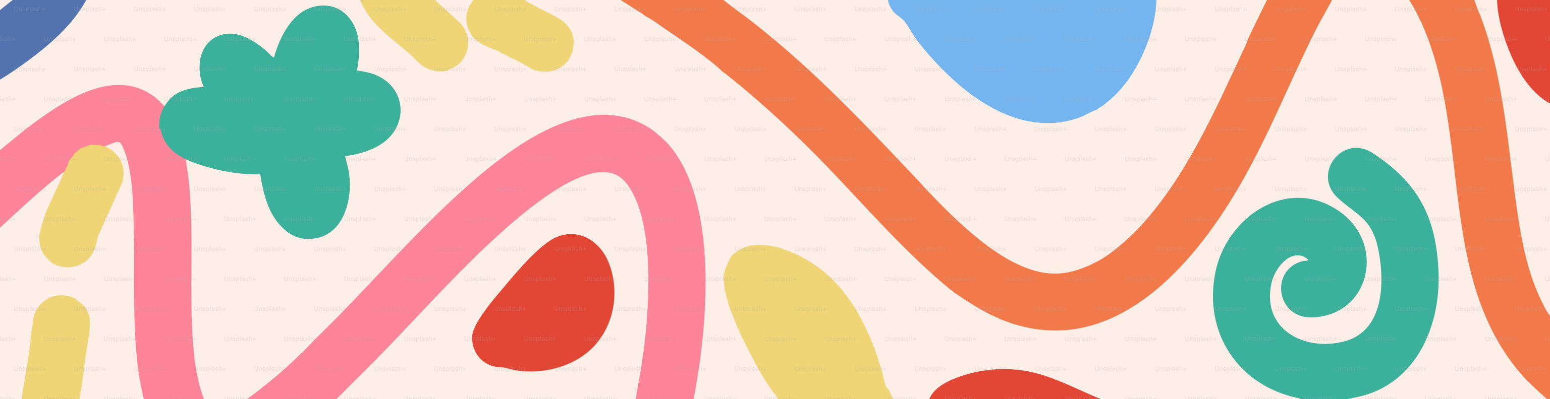 Colorful abstract shapes and lines on a light background.