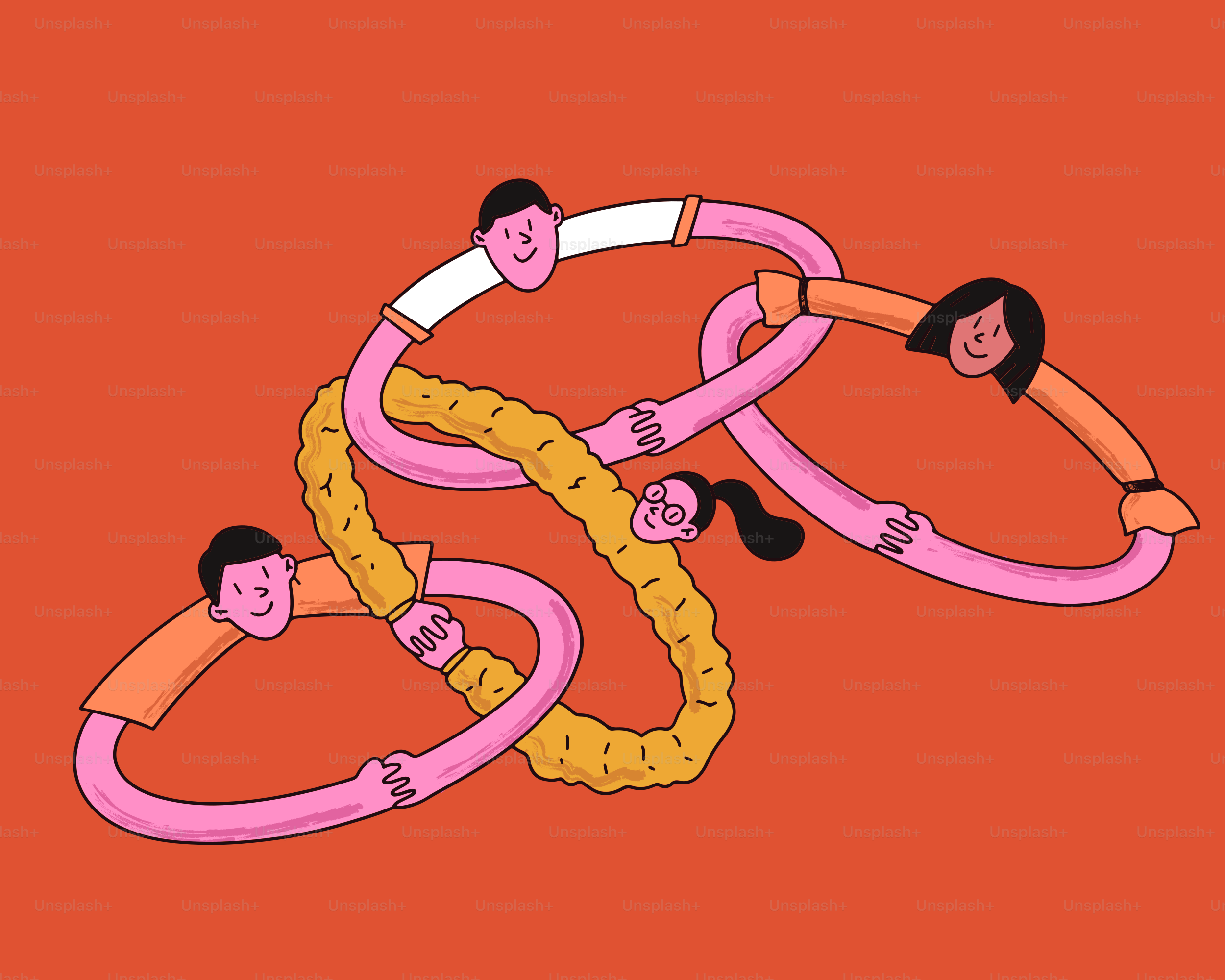 Four people connected in a chain vector – Team Image on Unsplash