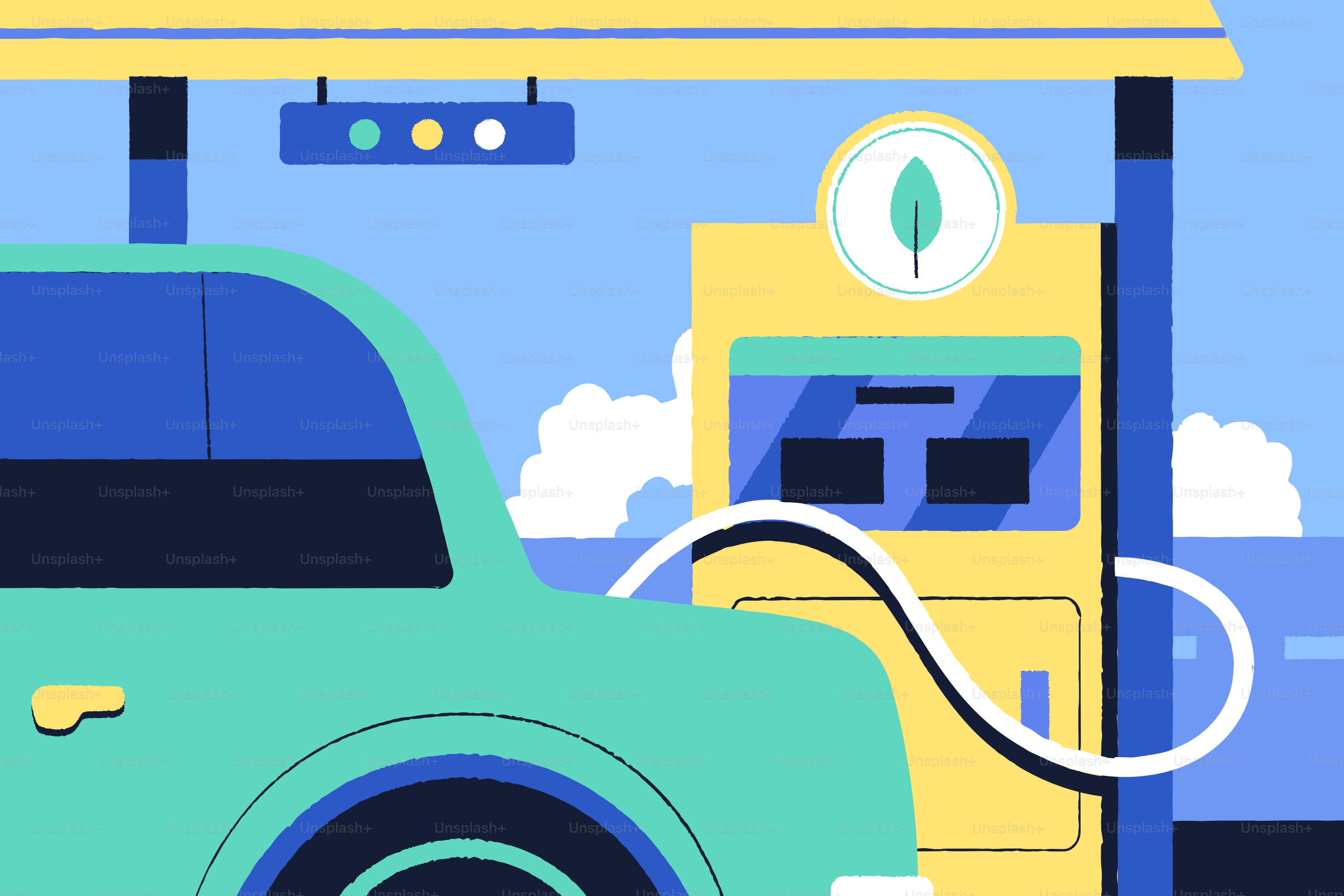 Electric car charging at a modern station.