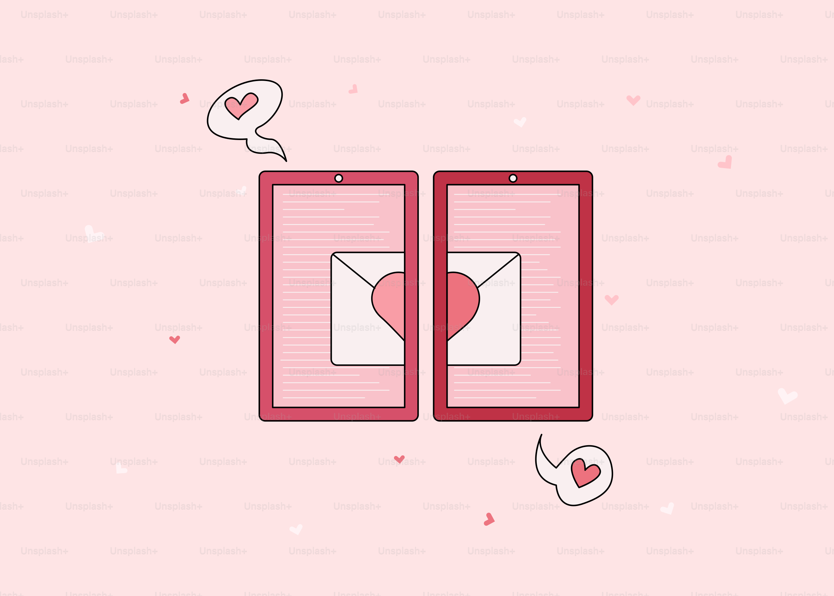 Two phones sending love letters to each other.