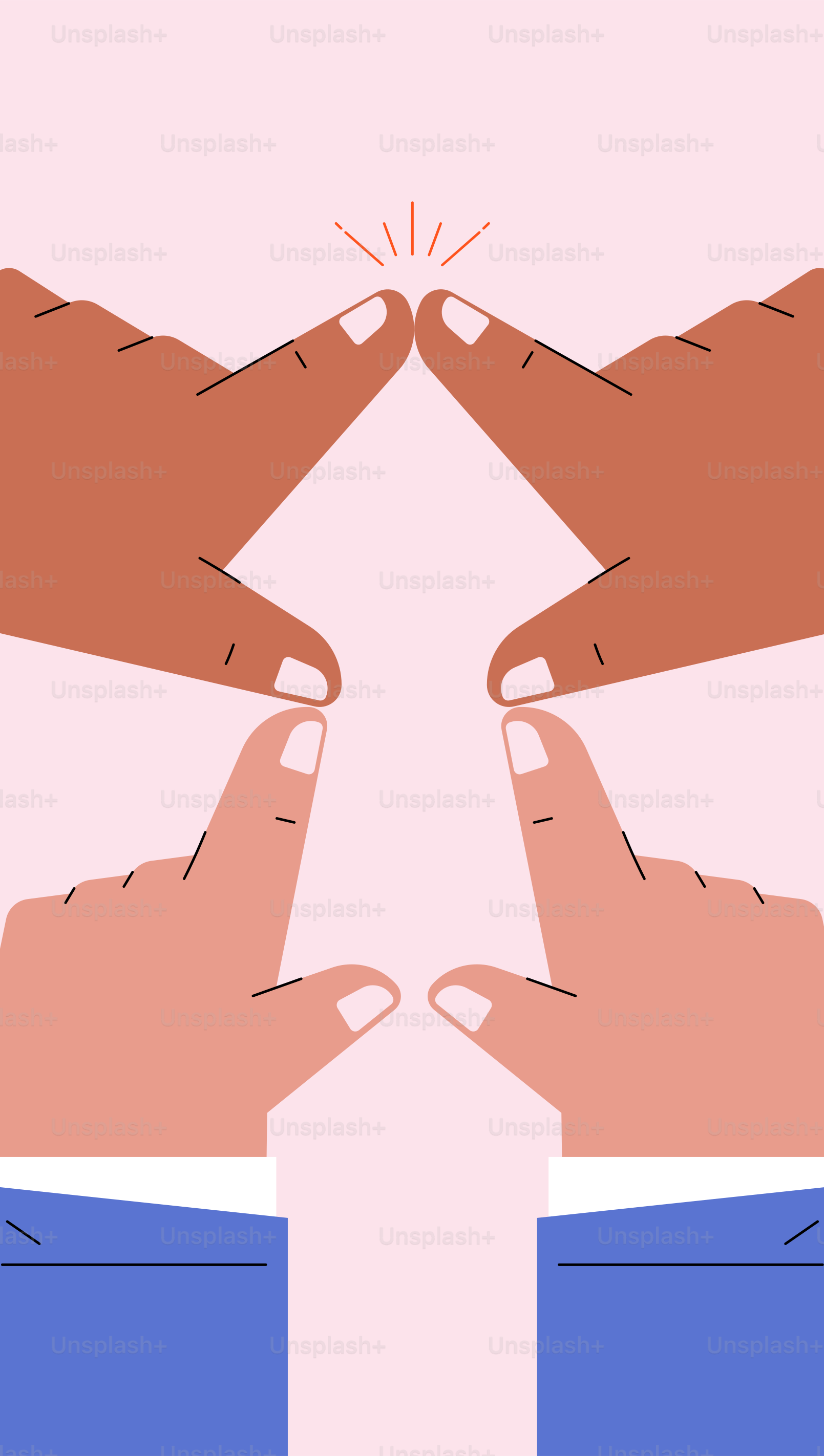 Four hands forming an upward arrow shape