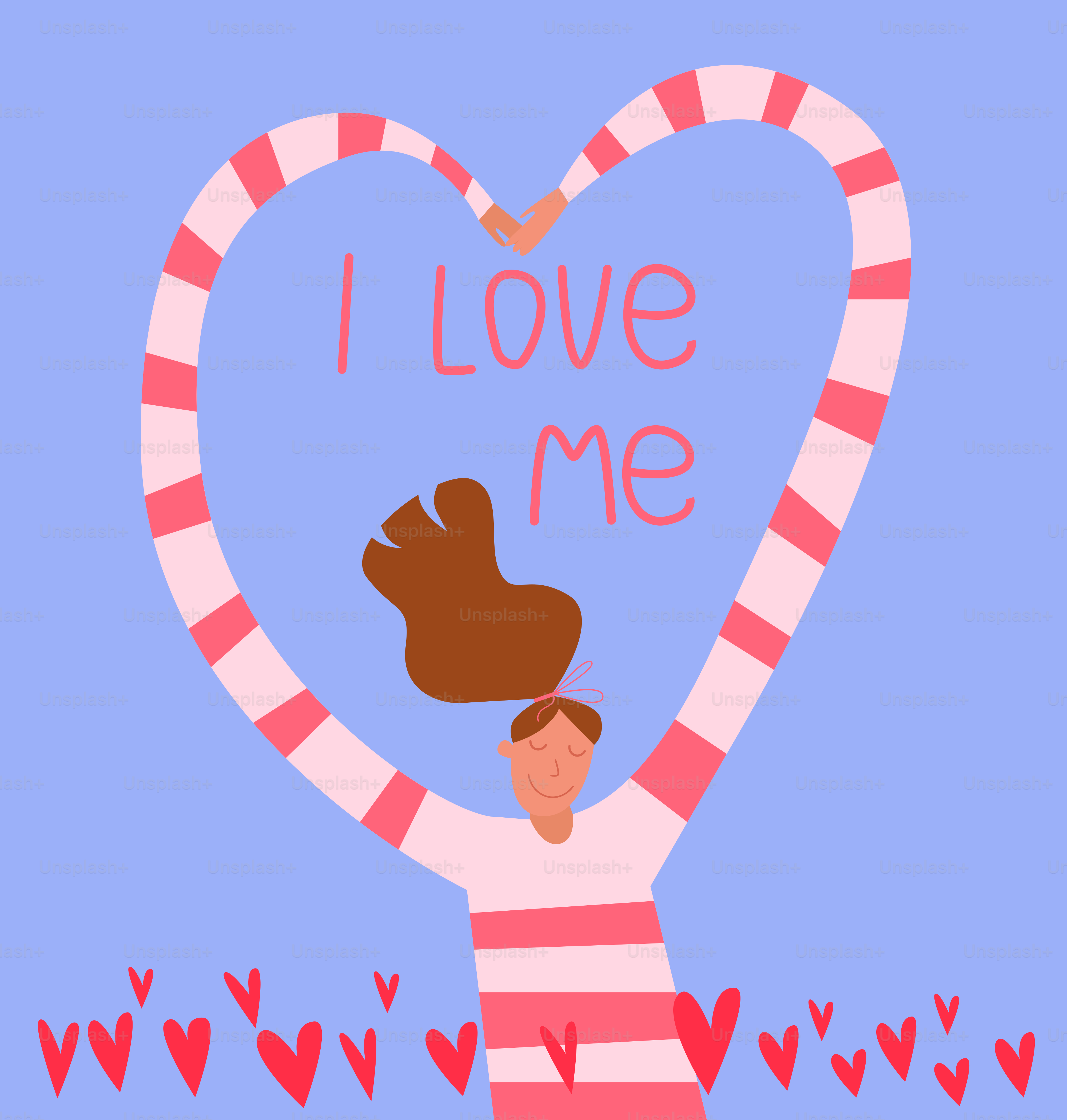 Person forms heart shape, text says i love me