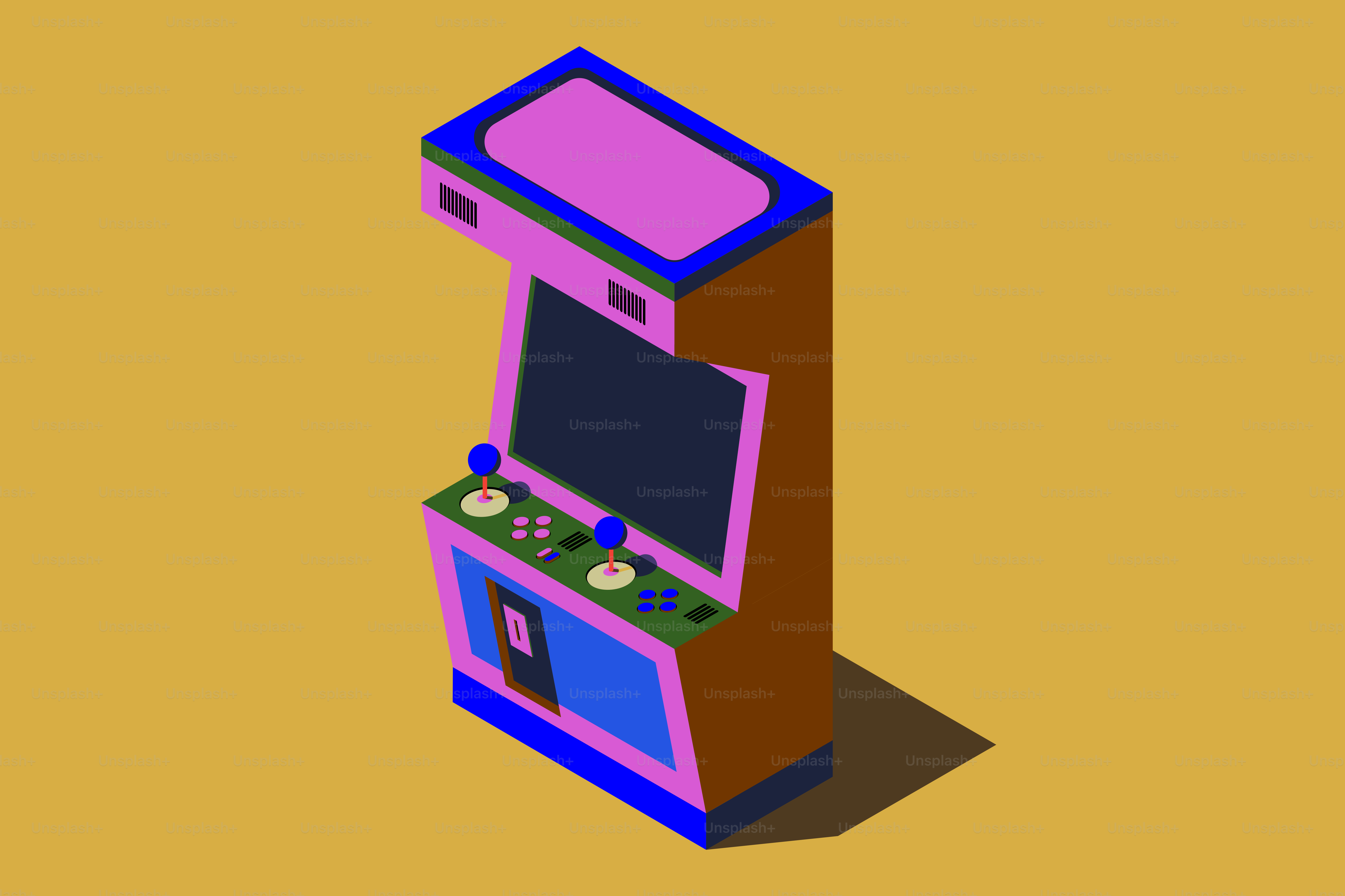 Retro arcade game machine with joysticks and buttons