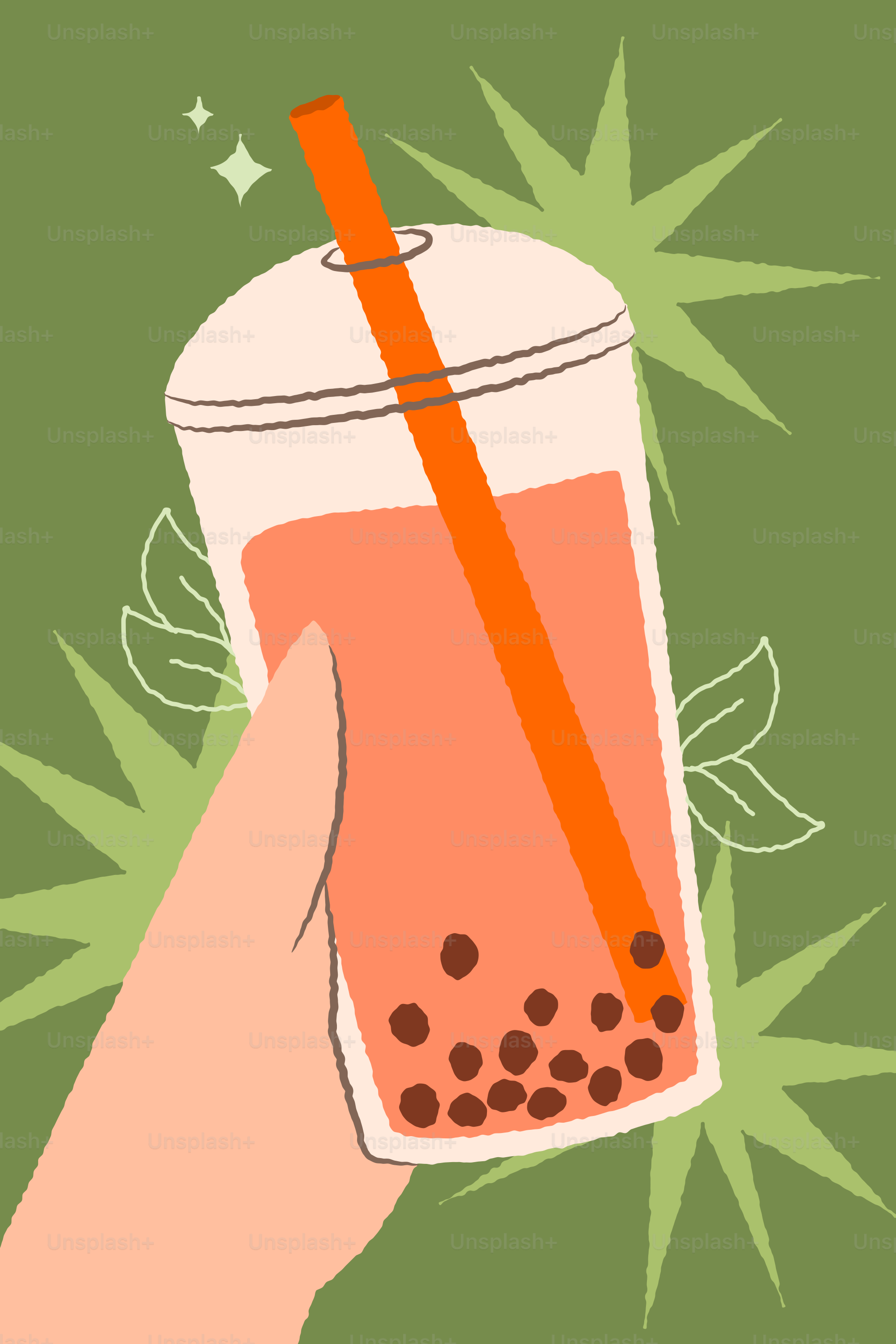 Hand holding a refreshing bubble tea drink
