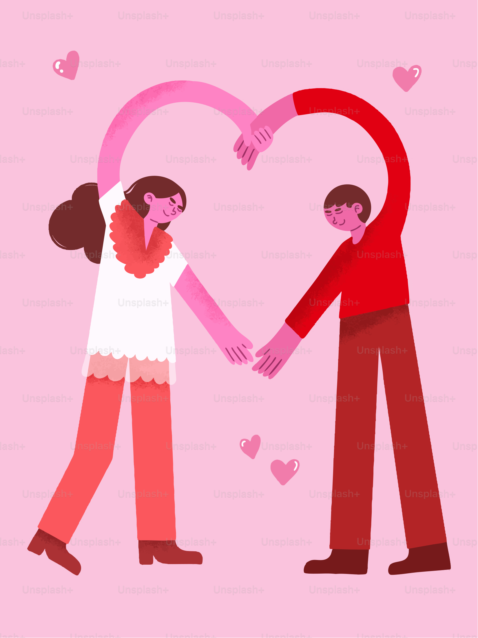 Couple forming a heart shape with arms