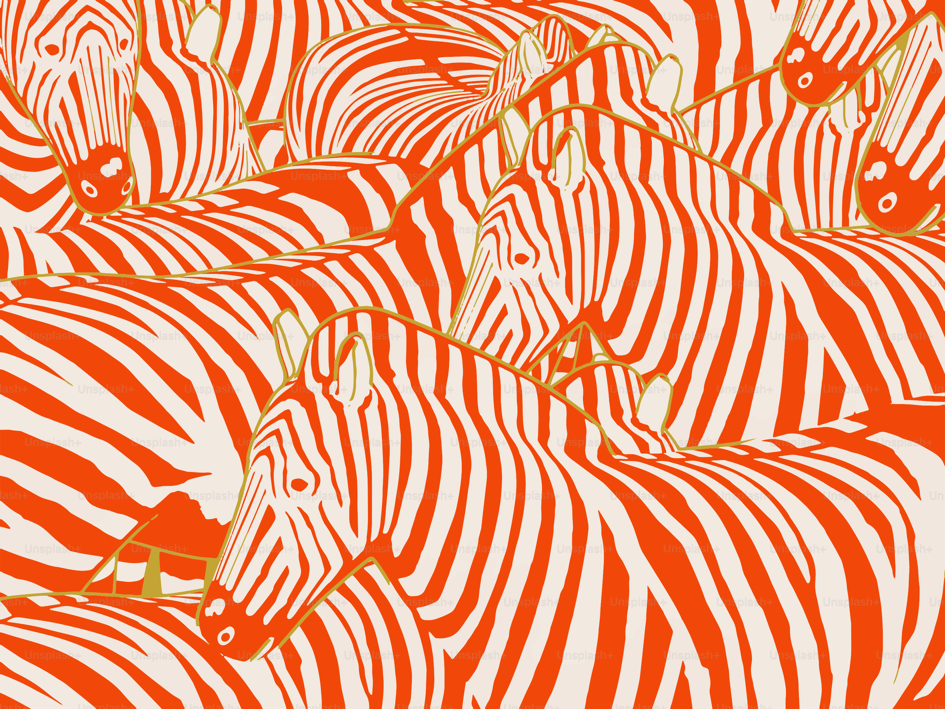 Un motivo di zebre arancioni e bianche