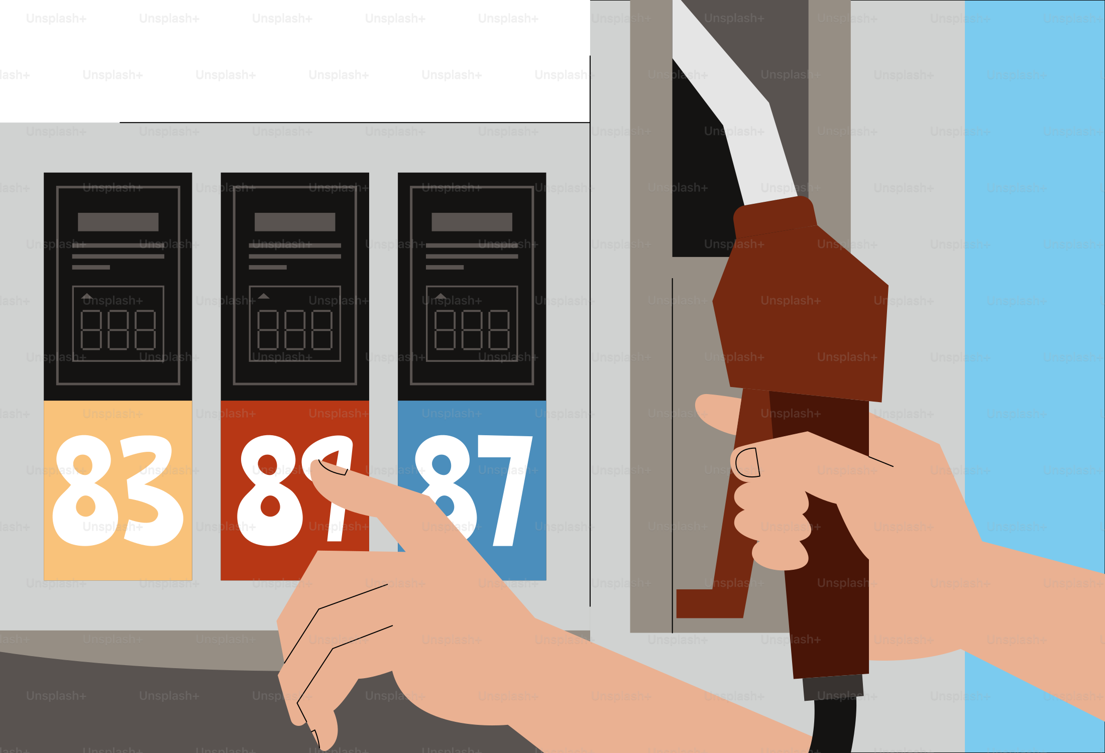 Hand selecting gas price at station.