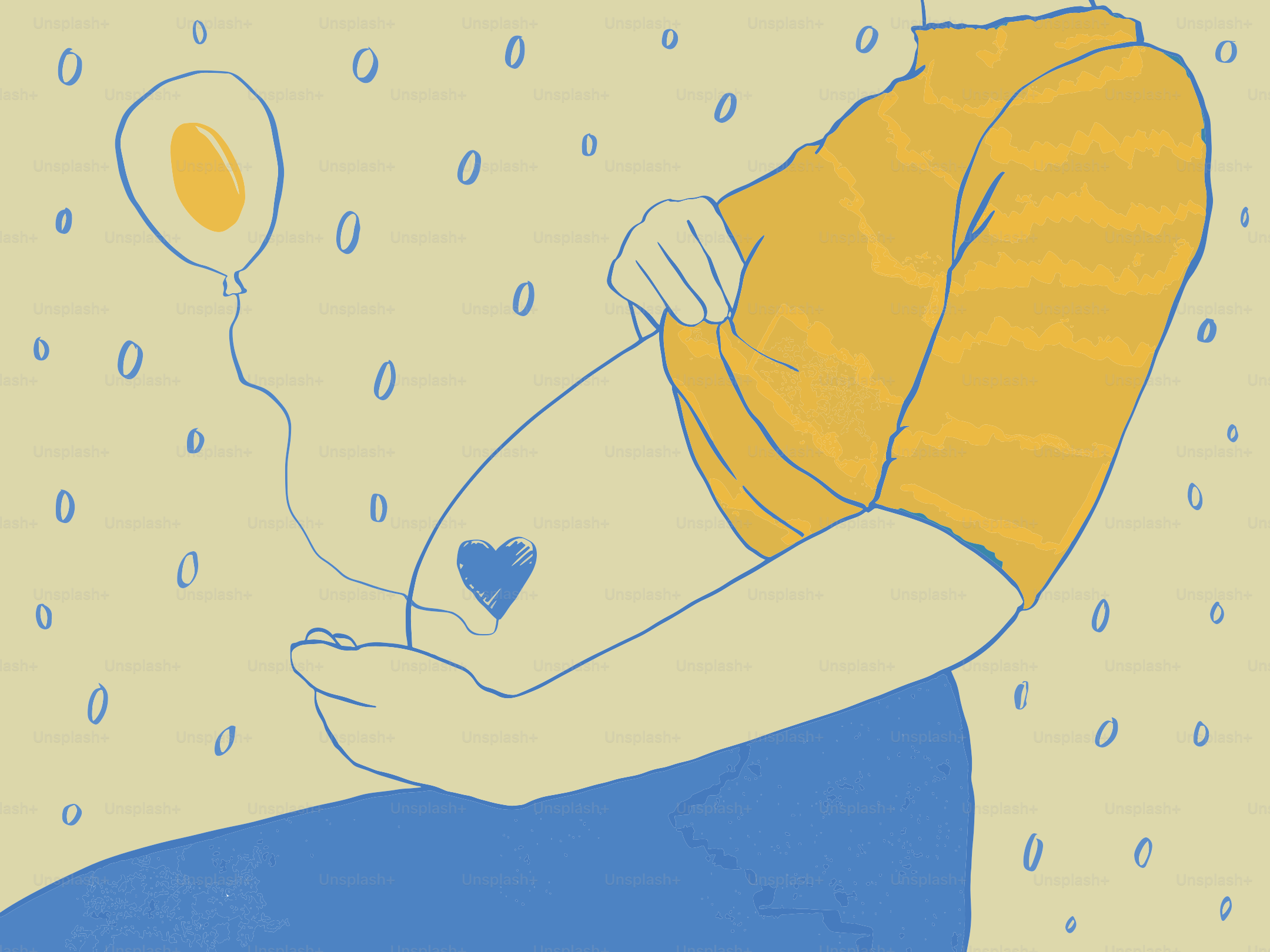 Schwanger Bauch mit blauem Herz und Ballon.