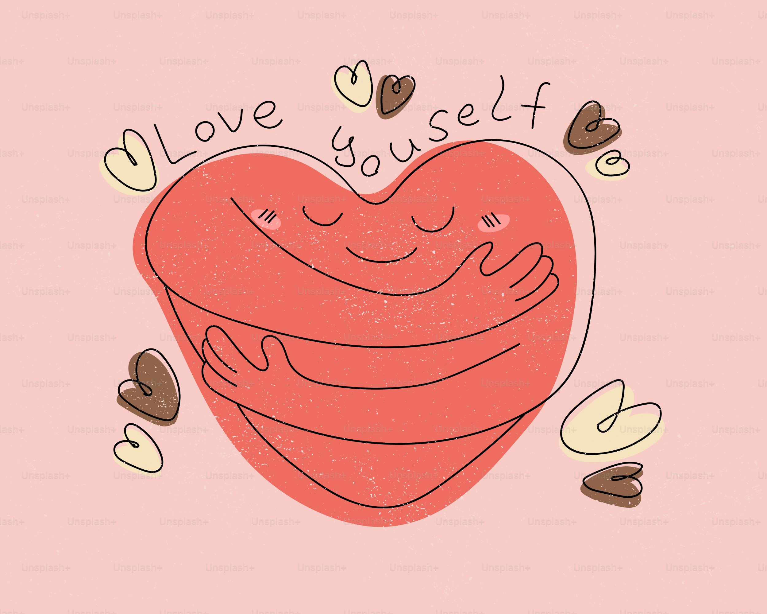 A heart hugging itself with "love yourself" text.